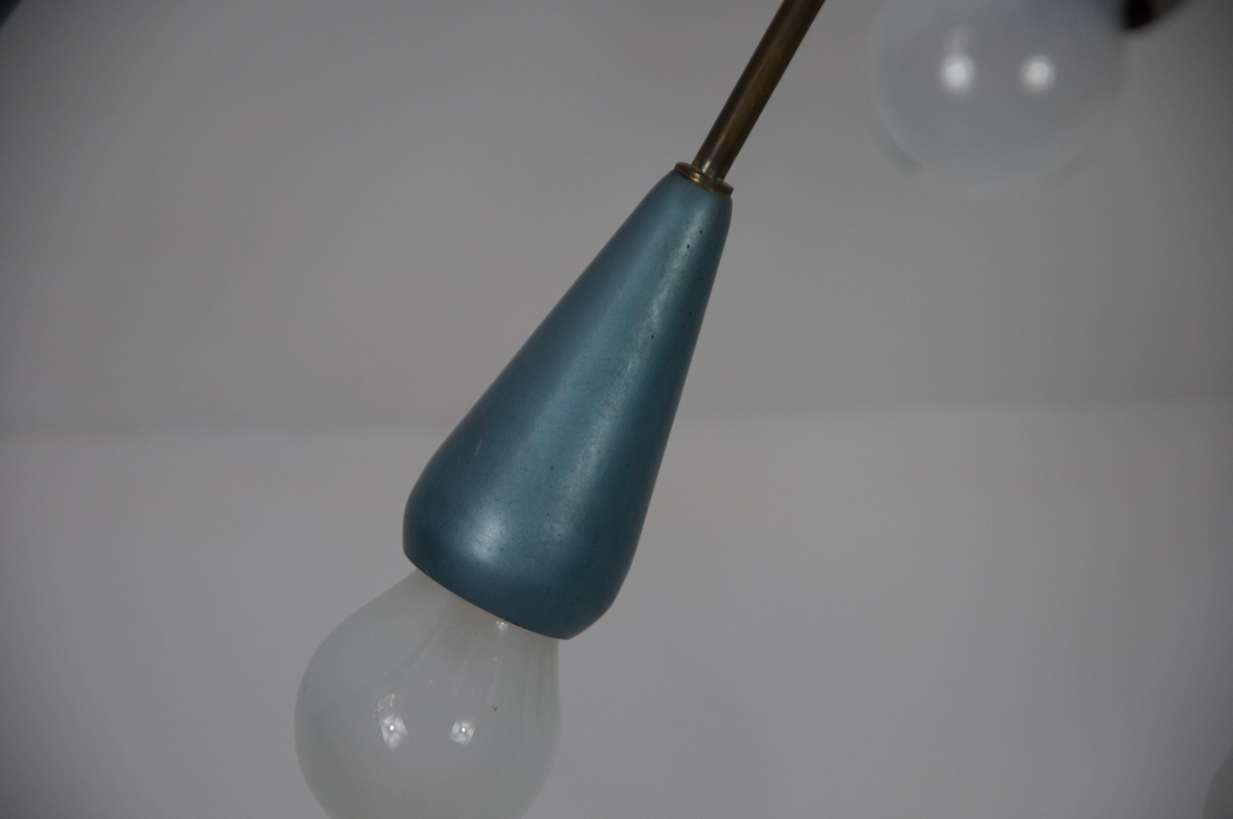 Araña Sputnik de latón de mediados de siglo, años 50, Alemania en venta 7