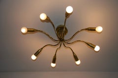 Mid-Century Brass Sputnik Chandelier, 1950s, Germany