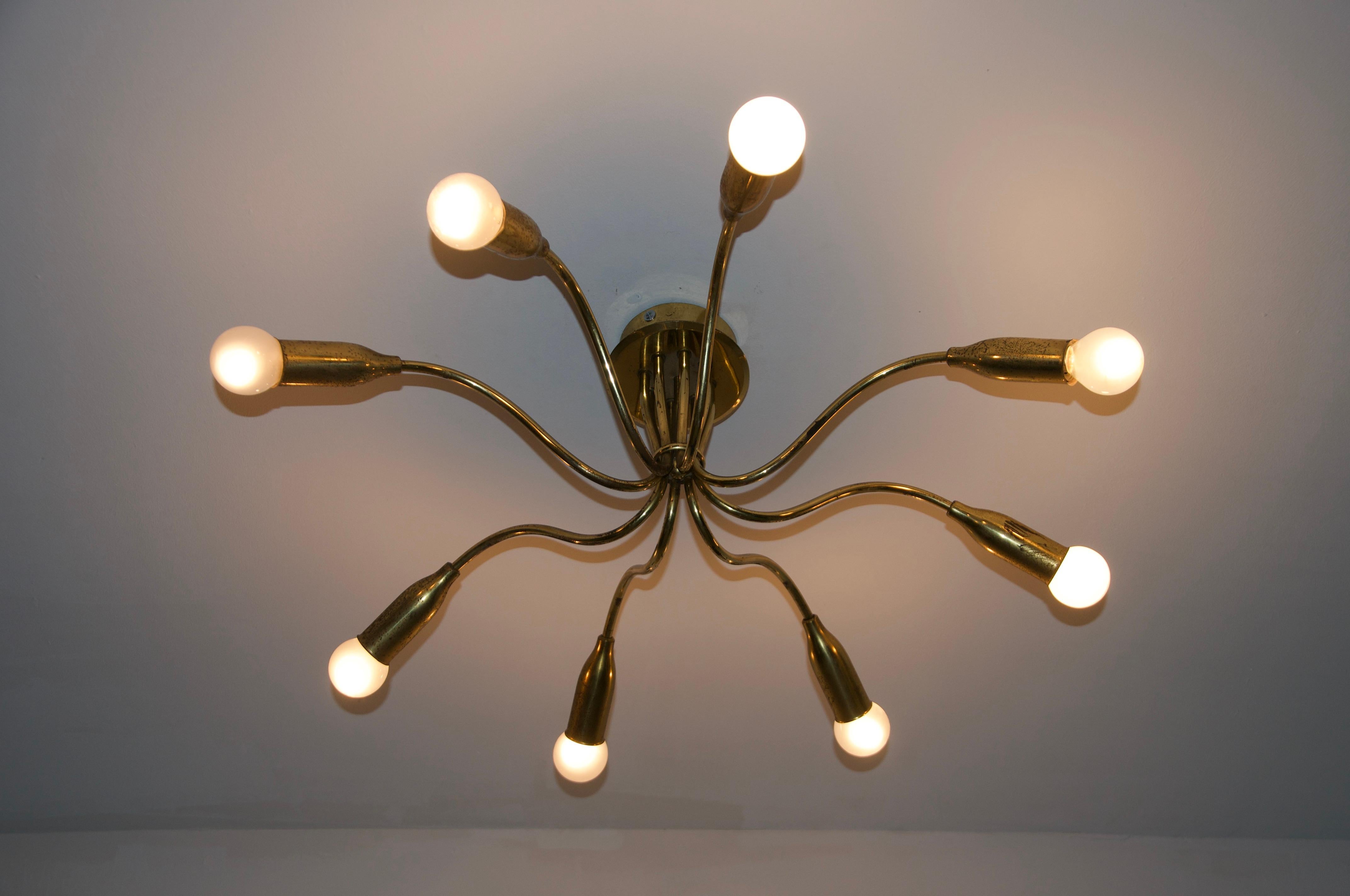 Mid-Century Modern Mid-Century Brass Sputnik Chandelier, 1950s, Germany For Sale