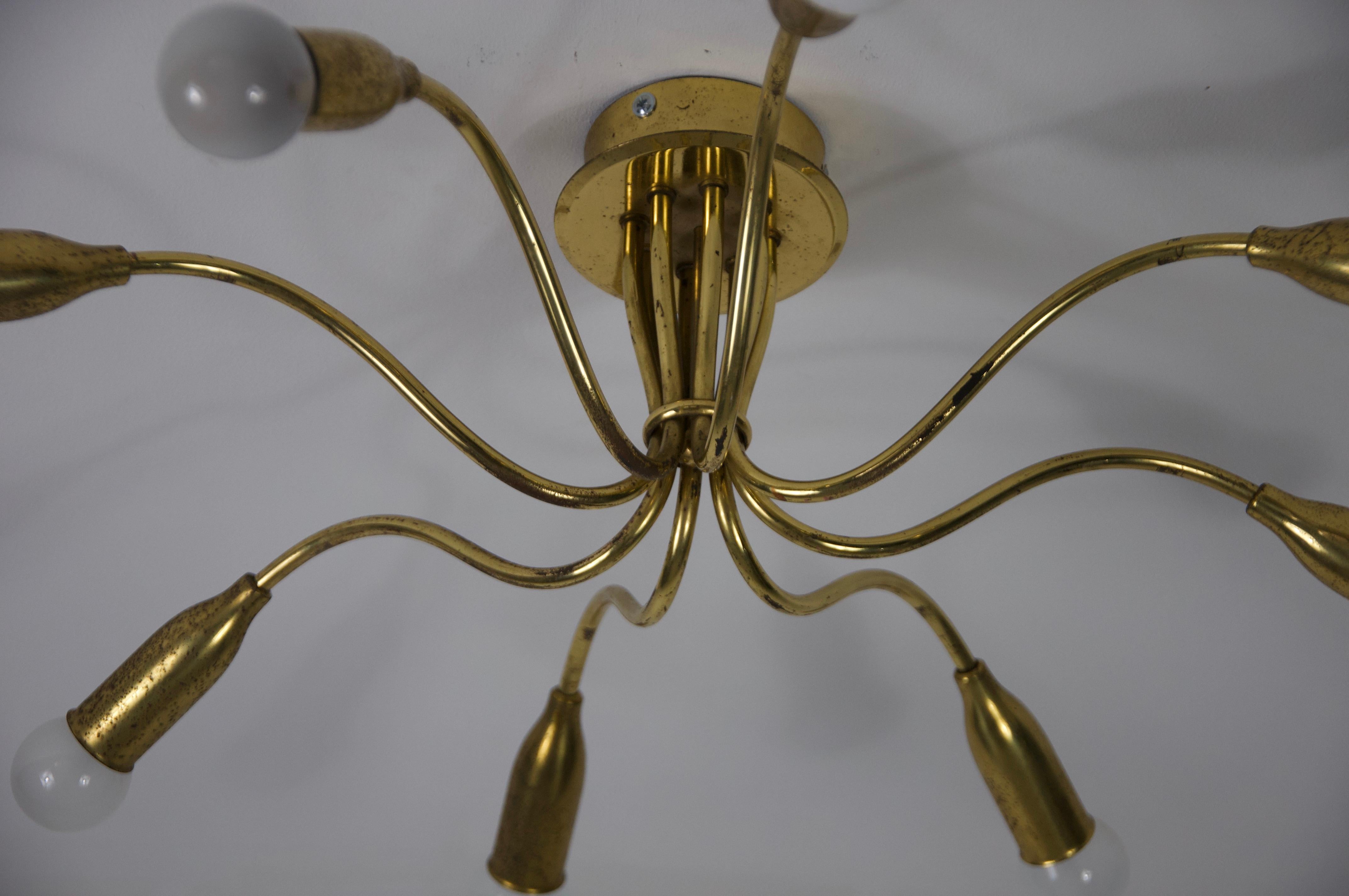 Mid-Century Brass Sputnik Chandelier, 1950s, Germany For Sale 1