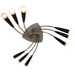 Mid-Century Brass Sputnik Chandelier, 1950s, Germany