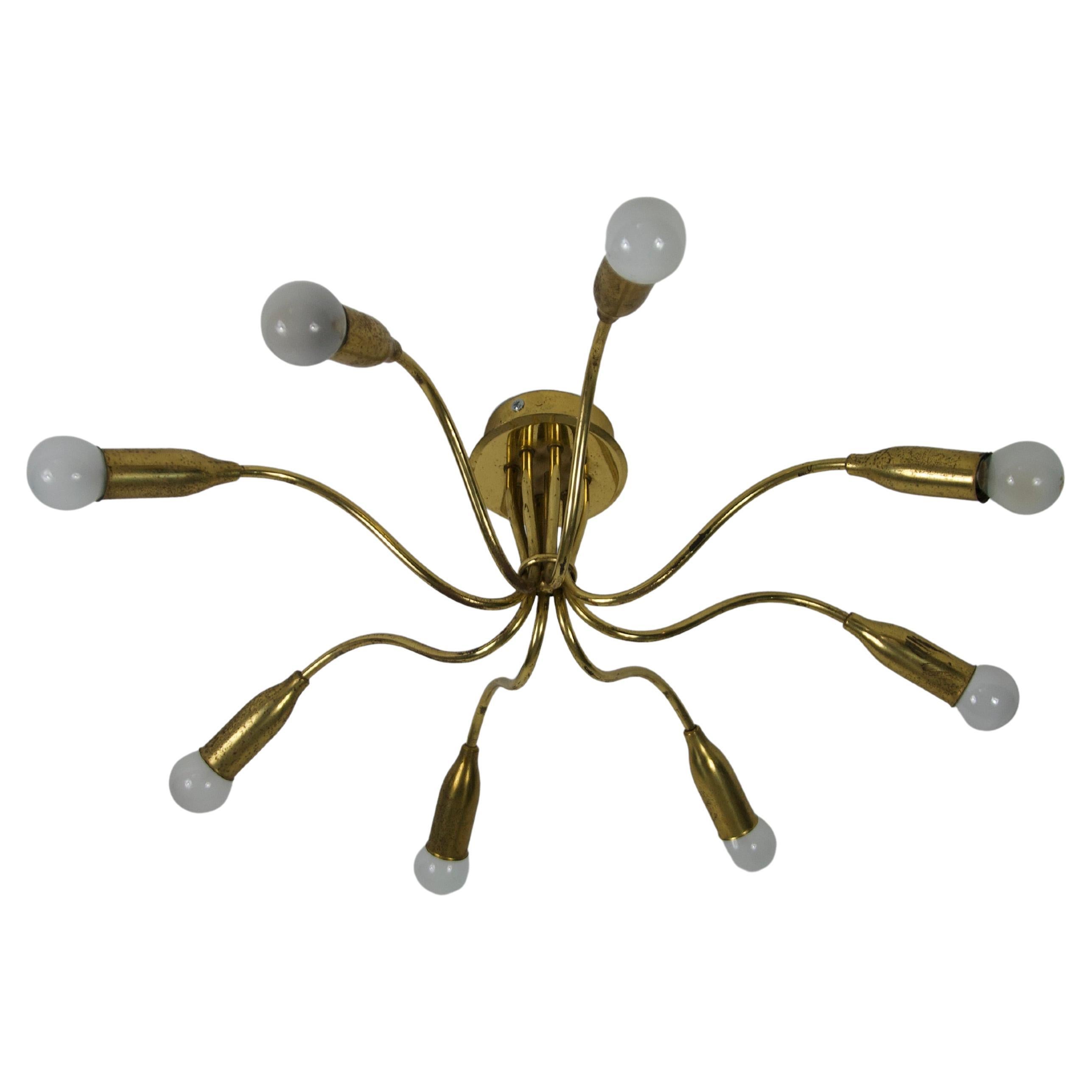 Mid-Century Brass Sputnik Chandelier, 1950s, Germany