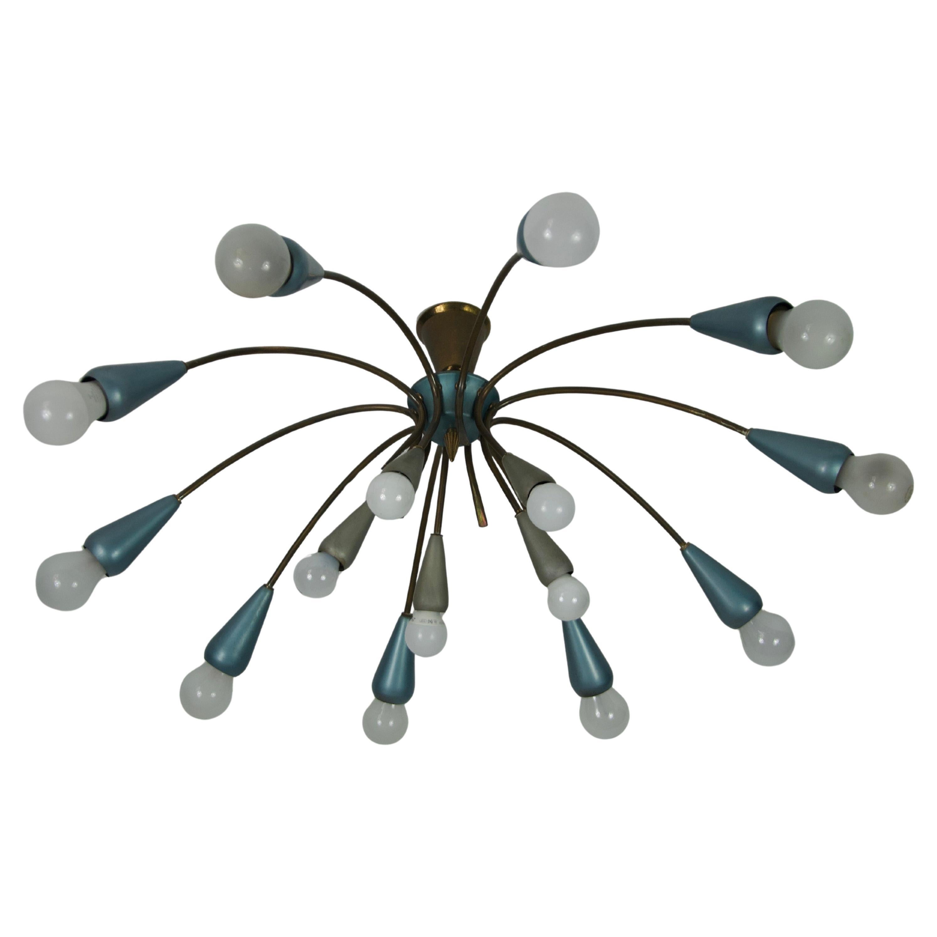 Mid-Century Brass Sputnik Chandelier, 1950s, Germany