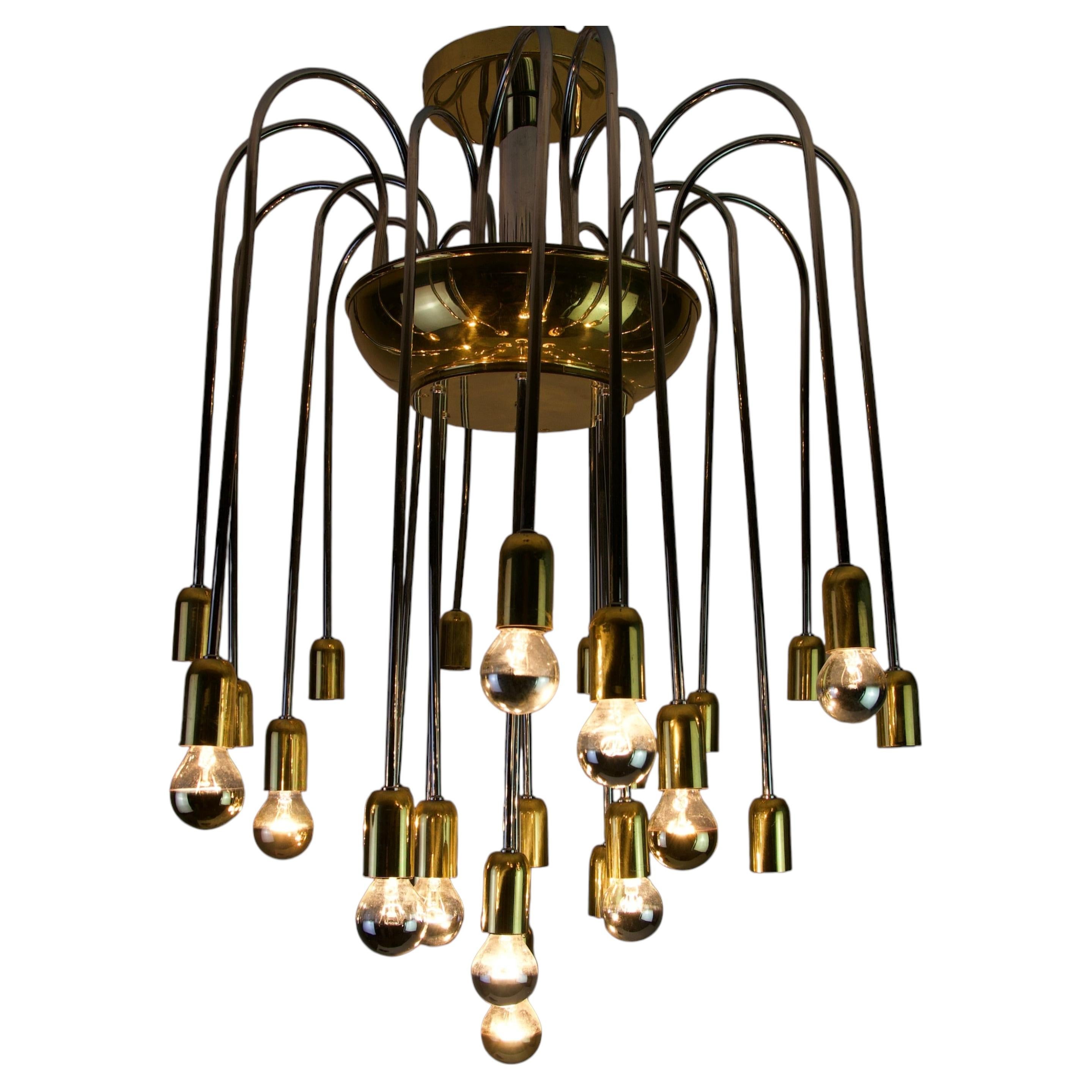 Mid-Century Brass Sputnik Chandelier by J.T. Kalmar, 1950s, Germany