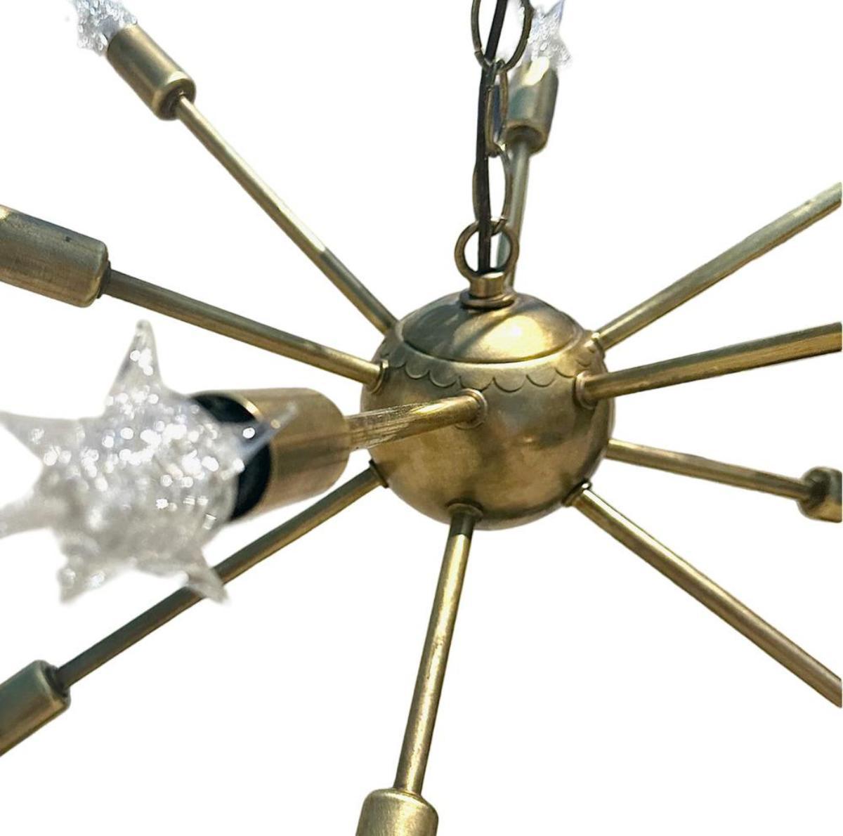 Lustre Sputnik en laiton du milieu du siècle avec ampoules en étoile en vente 3