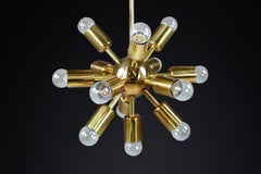Midcentury Brass Sputnik Chandeliers with Twelve Lights by Drupol, Praque 1960s