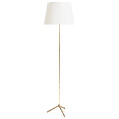 Midcentury Brass Stylized Bamboo Floor Lamp