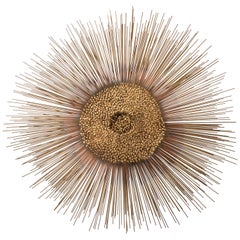 Mid Century Brass Sunburst Wall Sculpture