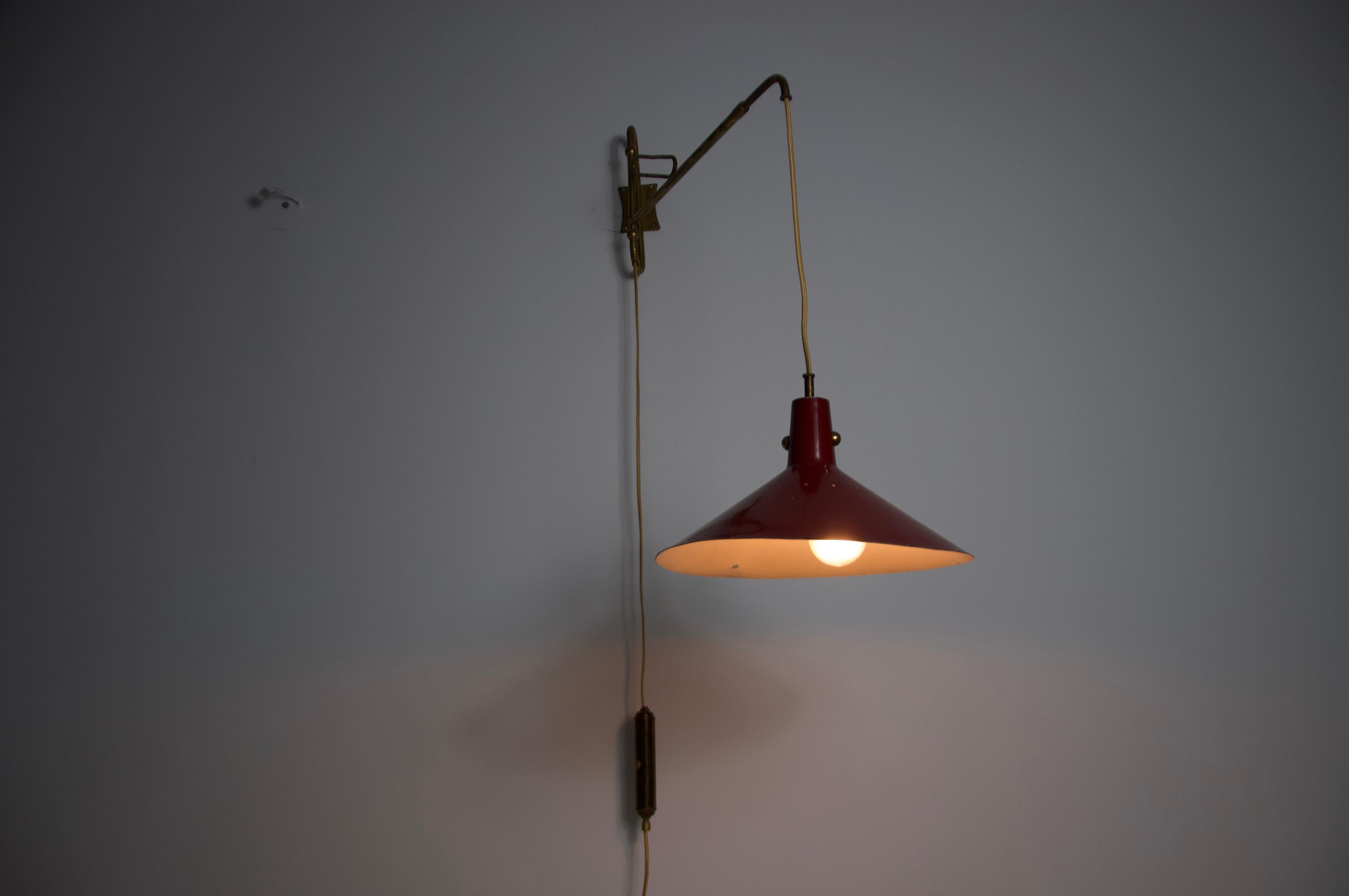 Messing-Schwenkarm-Wandleuchte aus der Jahrhundertmitte, Italien, 1950er Jahre im Angebot 7