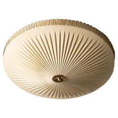 Mid-Century Brass & Synthetic Textile Flush Mount, Model K5-40, Idman, 1950s