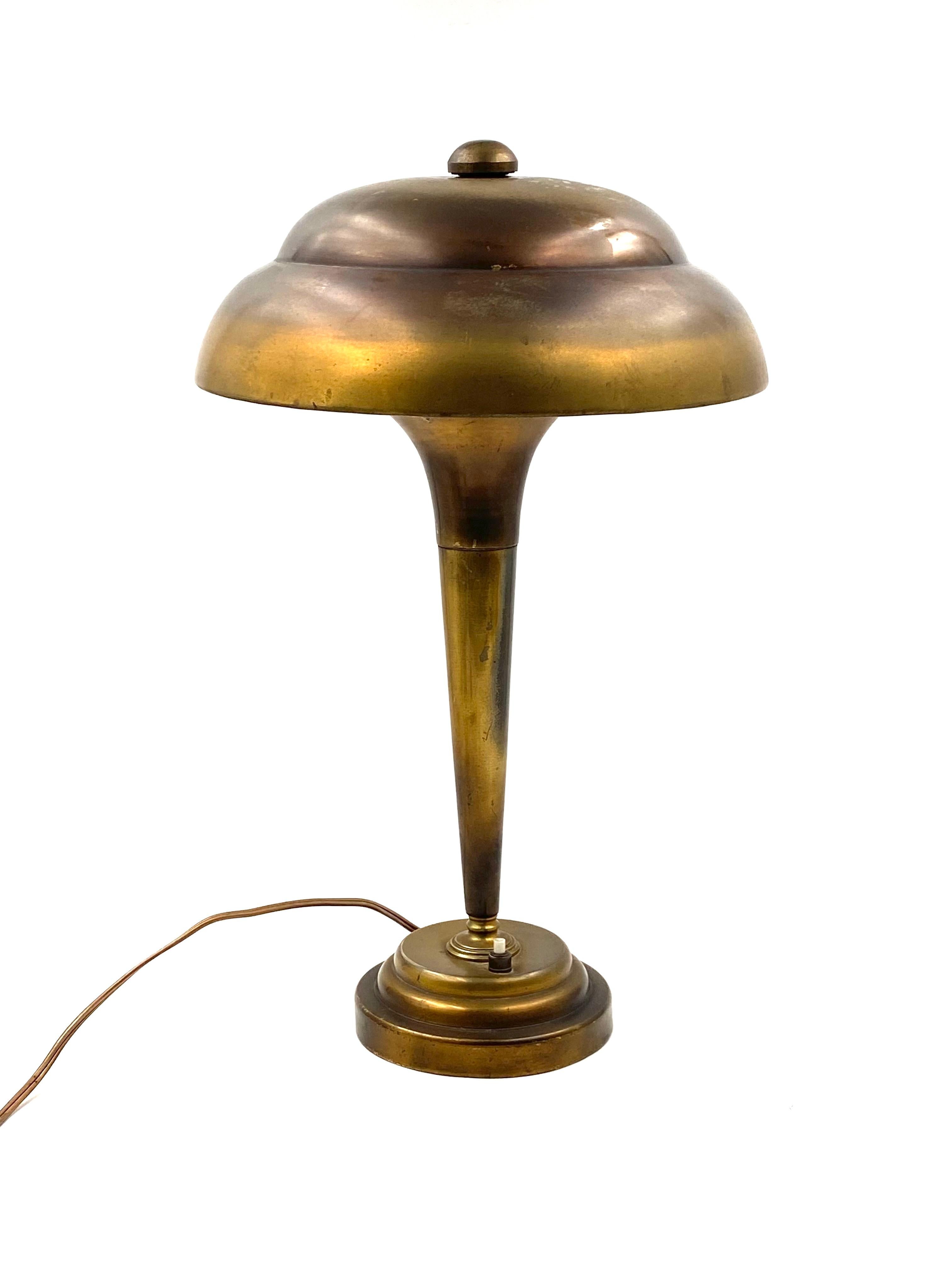 Midcentury Brass Table / Desk Lamp, France, circa 1940 5