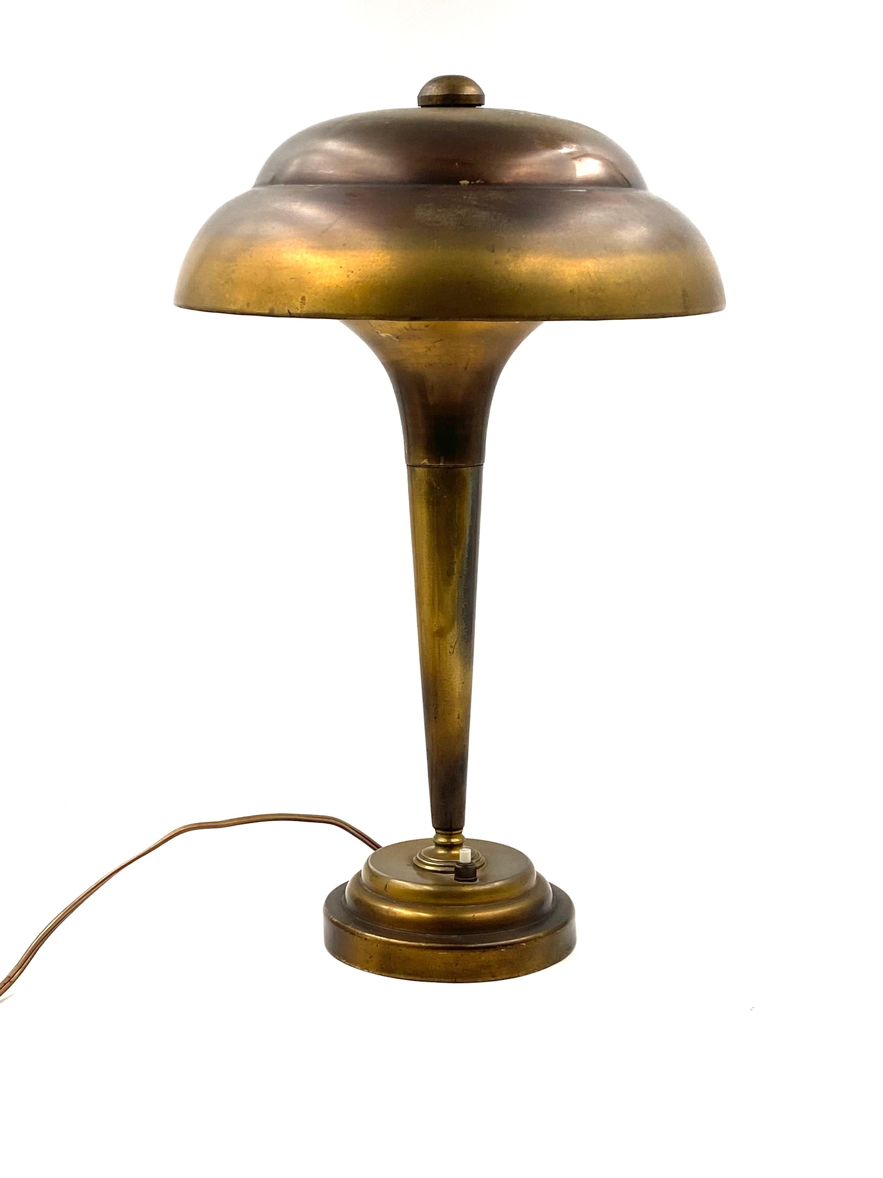 Midcentury Brass Table / Desk Lamp, France, circa 1940 8