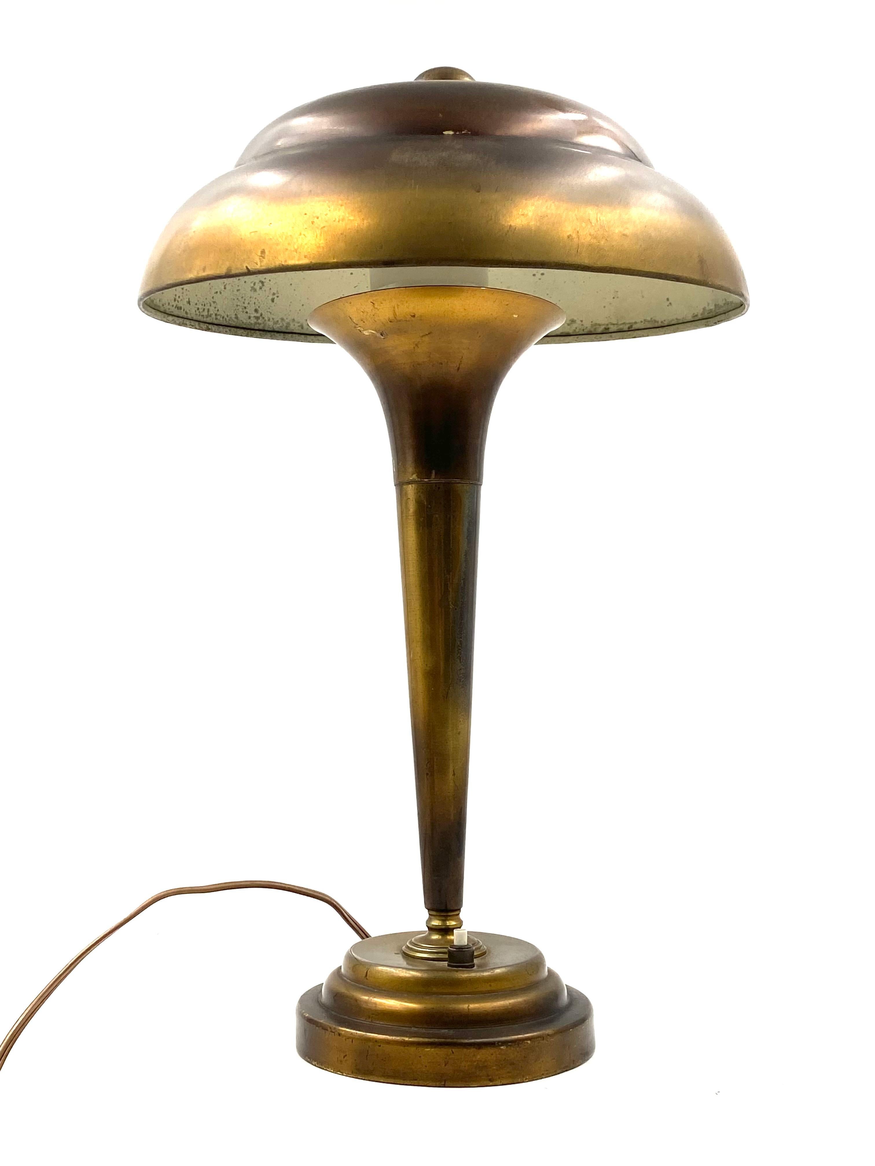 Midcentury Brass Table / Desk Lamp, France, circa 1940 11