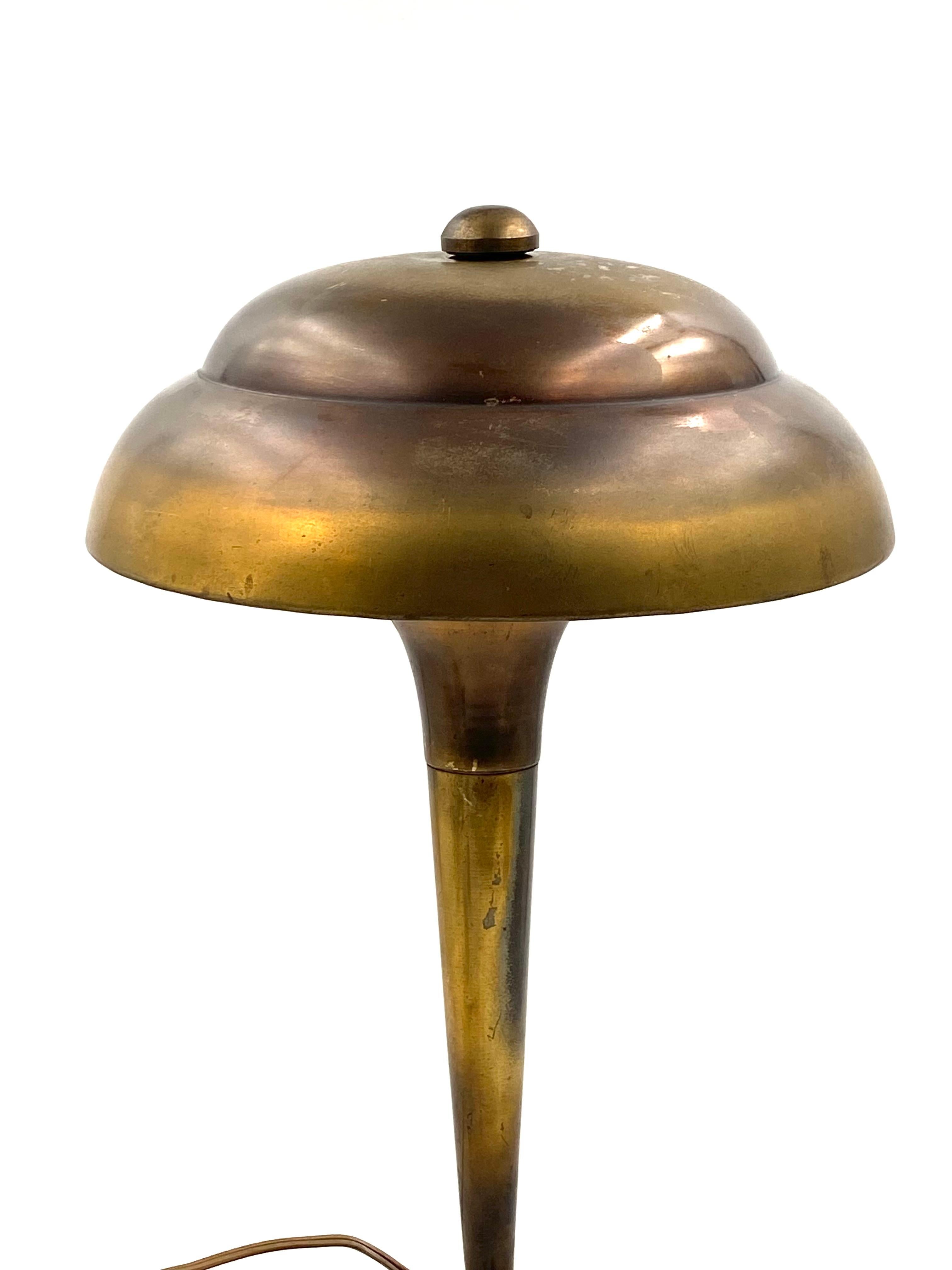 Midcentury Brass Table / Desk Lamp, France, circa 1940 12