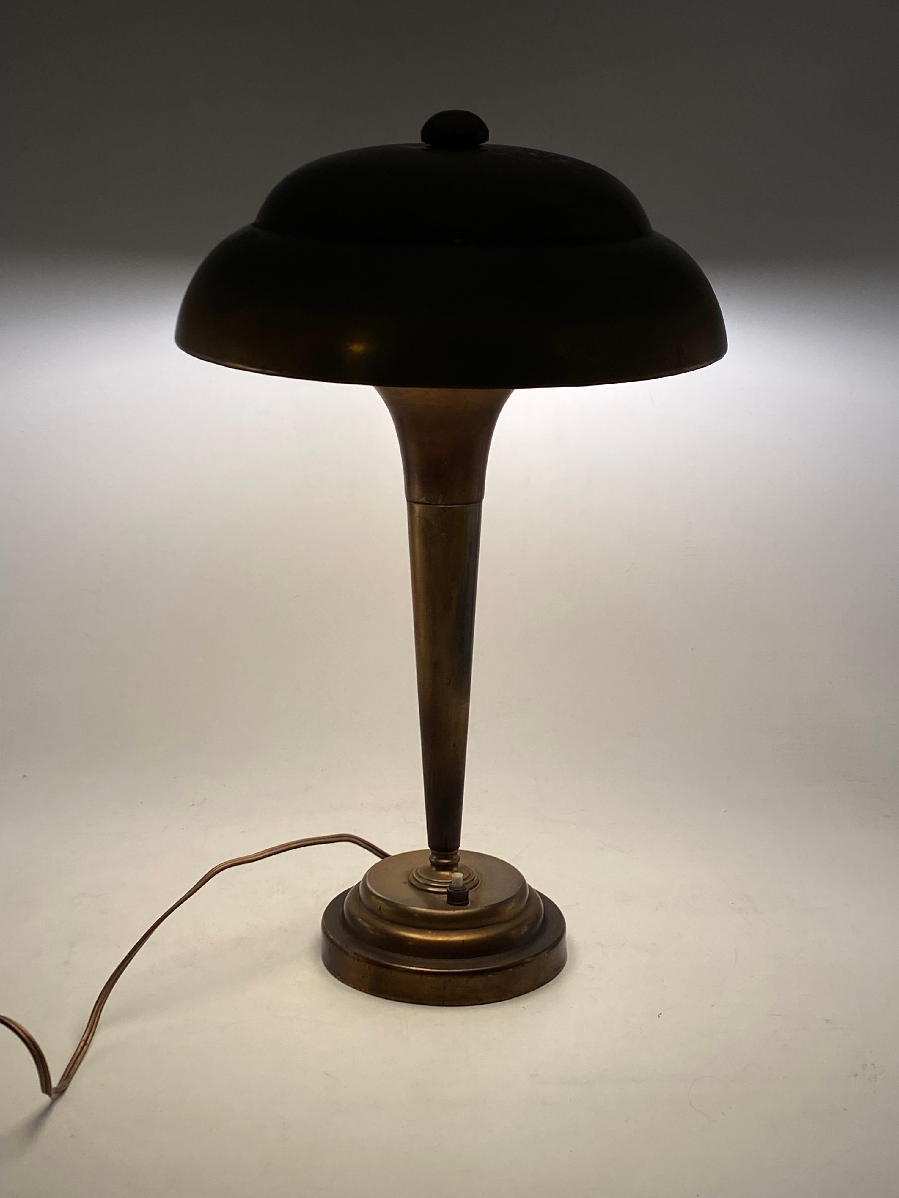 Midcentury Brass Table / Desk Lamp, France, circa 1940 13