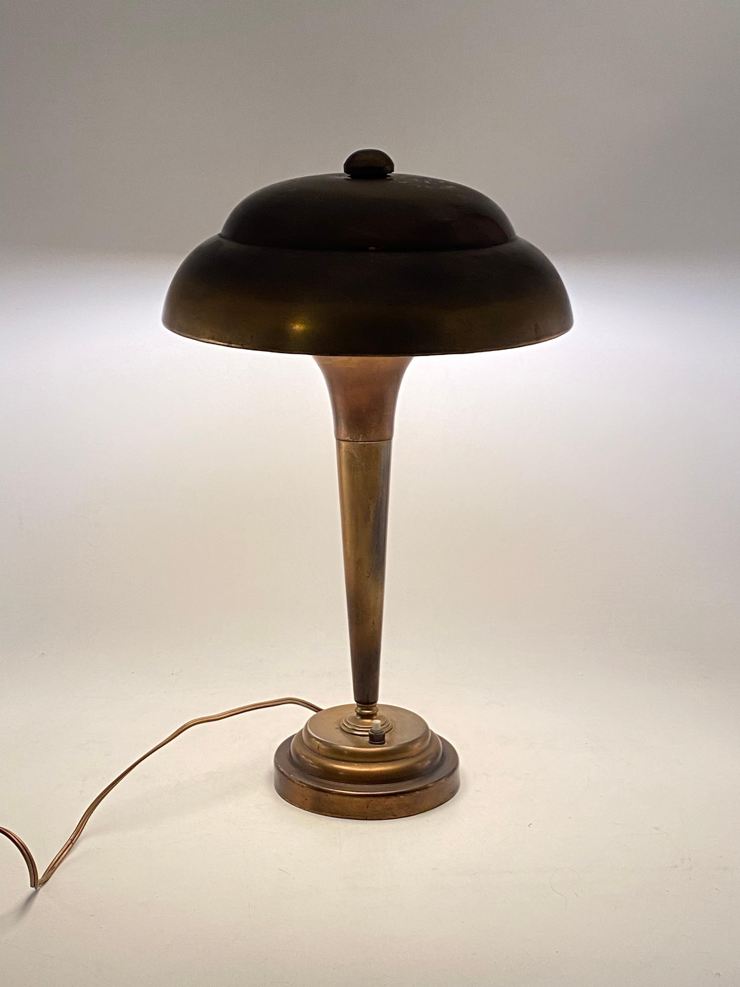 Midcentury Brass Table / Desk Lamp, France, circa 1940 14