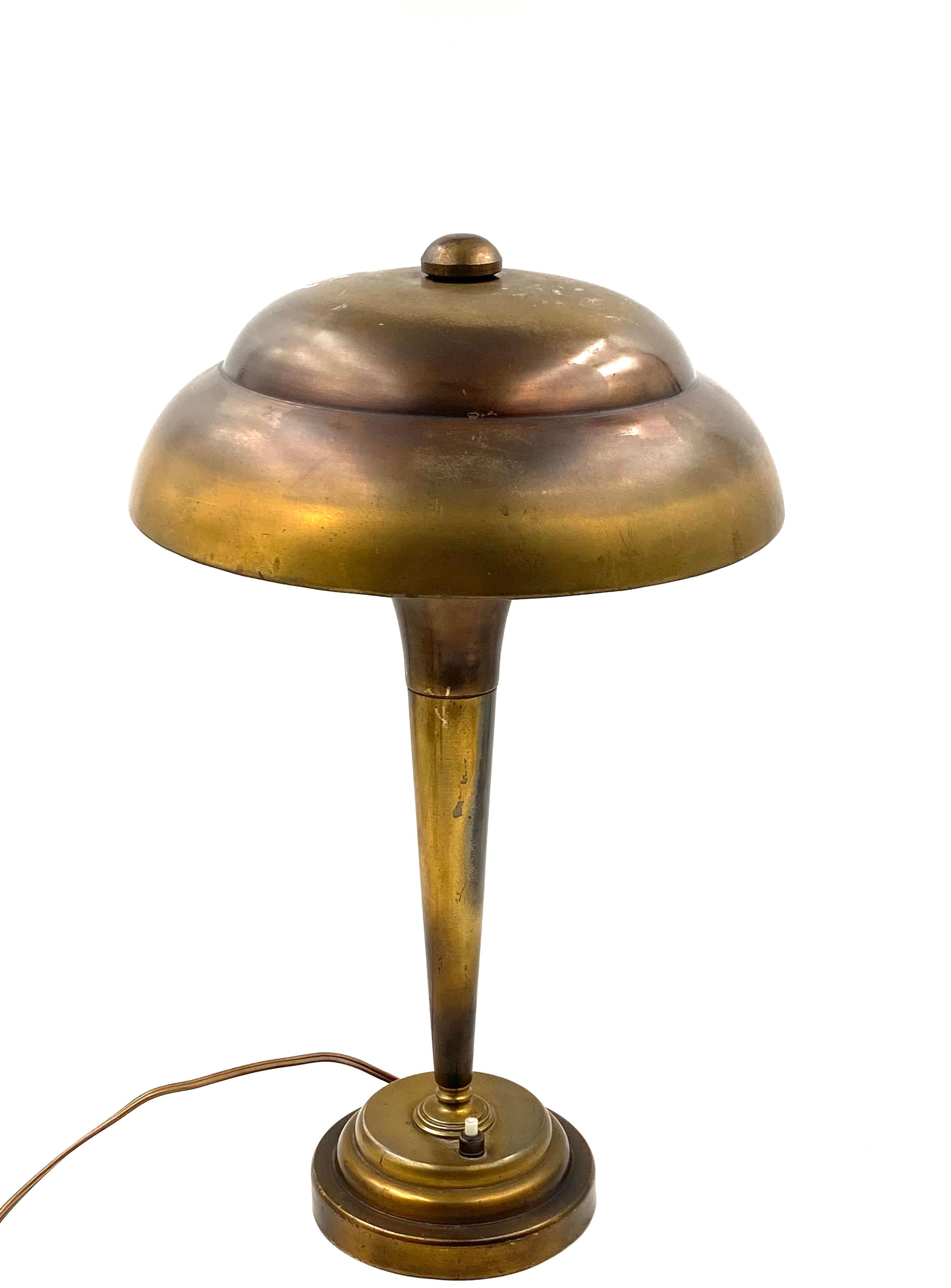 Mid-Century Modern Midcentury Brass Table / Desk Lamp, France, circa 1940