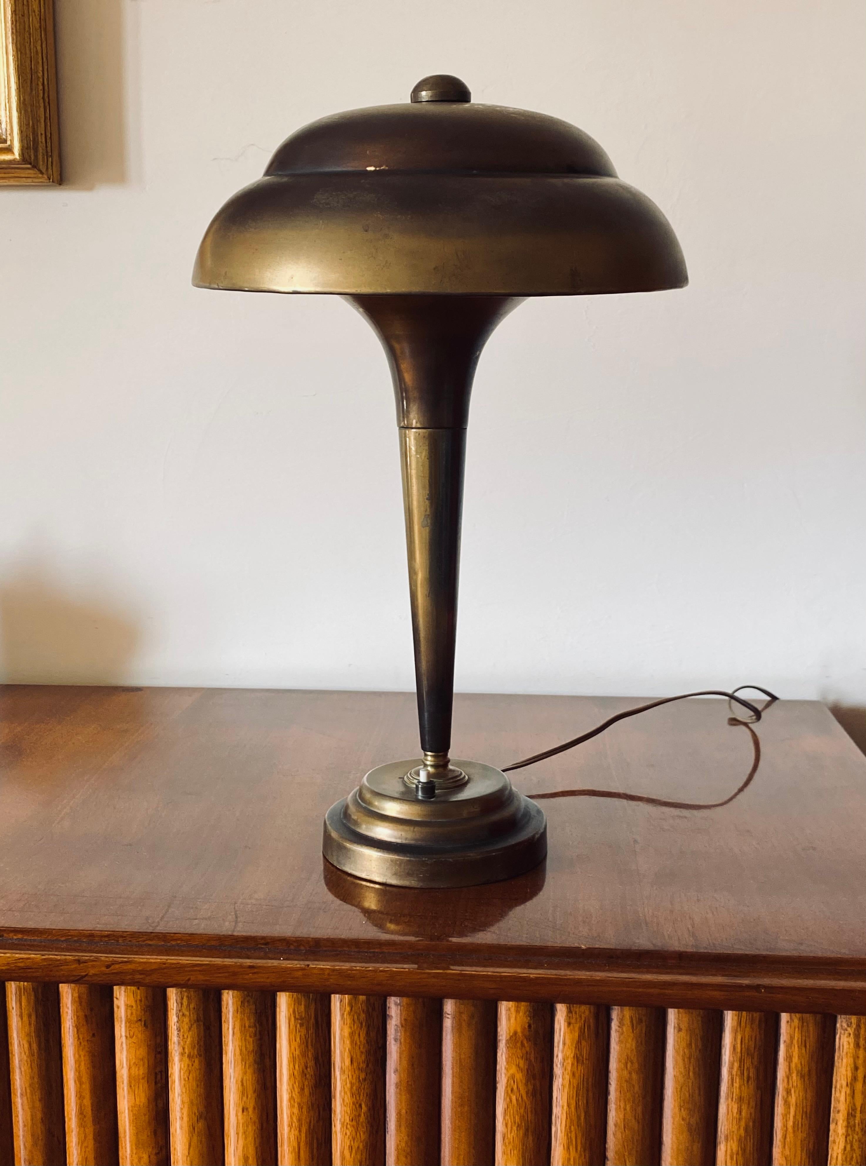 Mid-20th Century Midcentury Brass Table / Desk Lamp, France, circa 1940