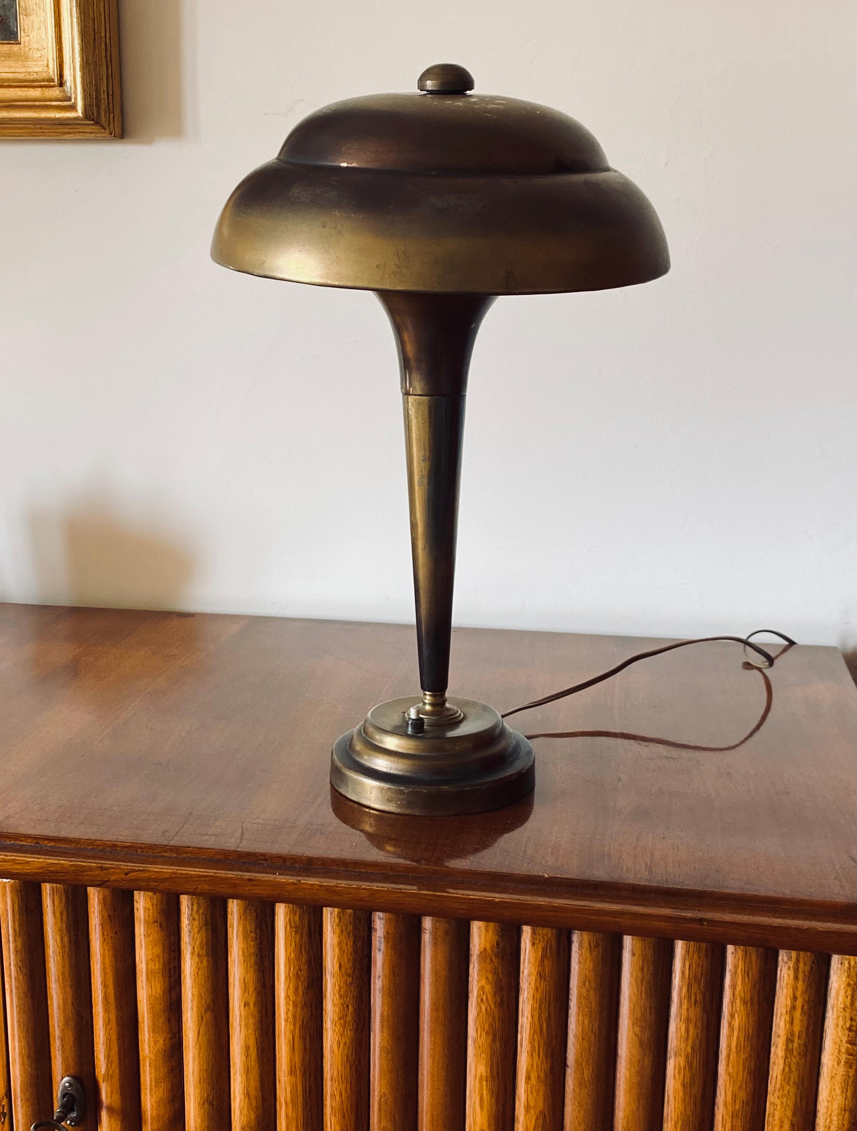 Midcentury Brass Table / Desk Lamp, France, circa 1940 1