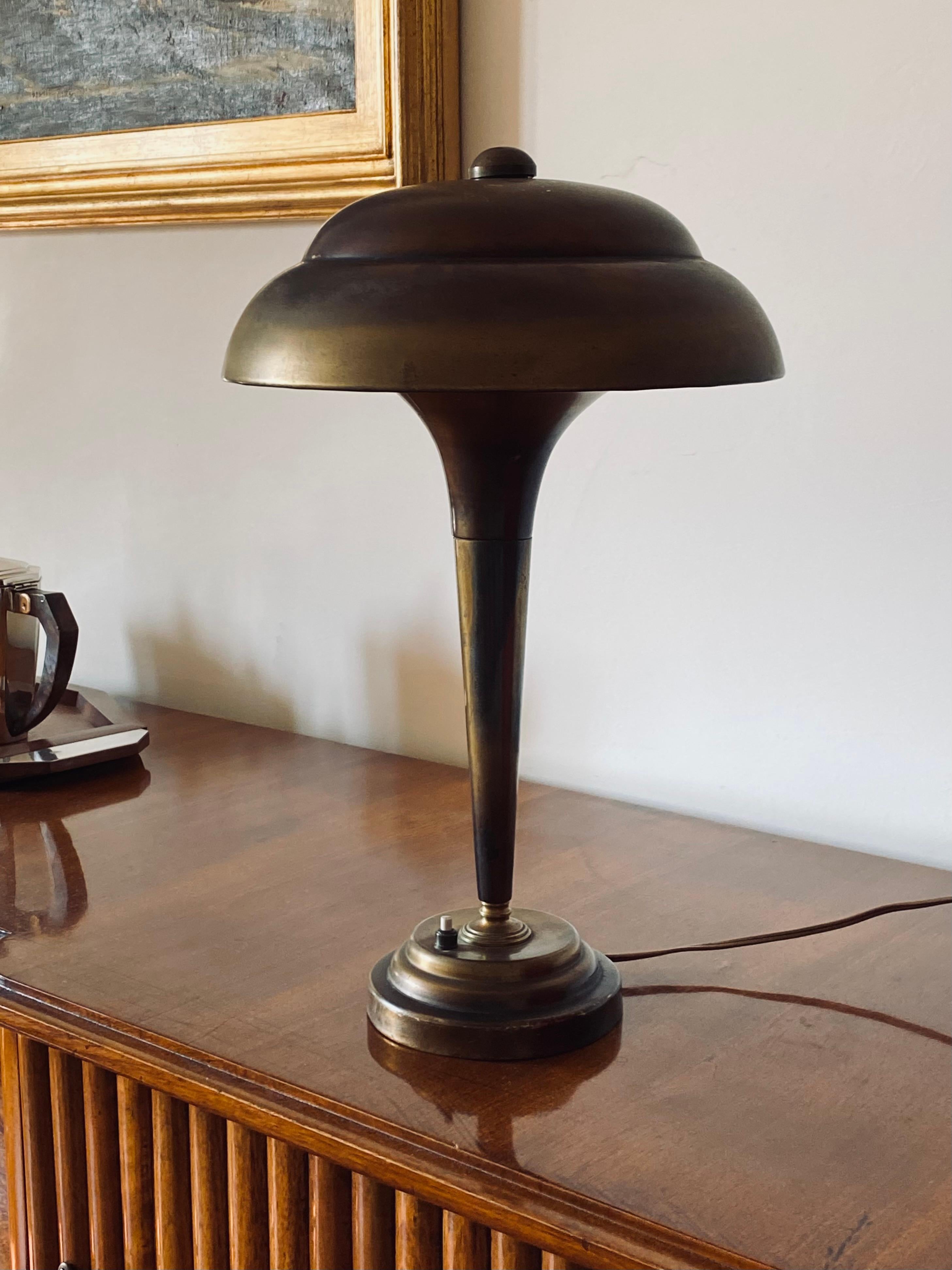 Midcentury Brass Table / Desk Lamp, France, circa 1940 2
