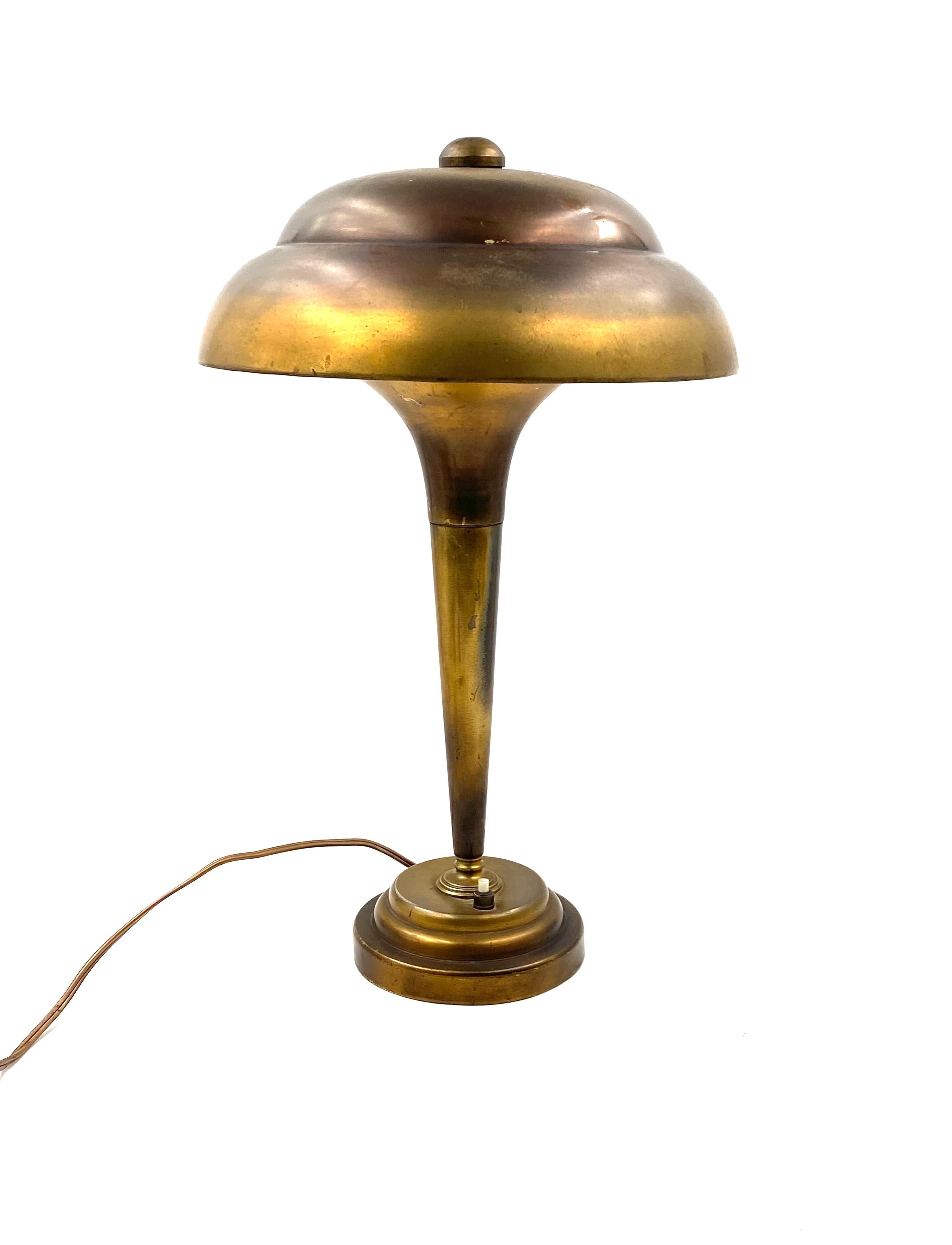 Midcentury Brass Table / Desk Lamp, France, circa 1940 3