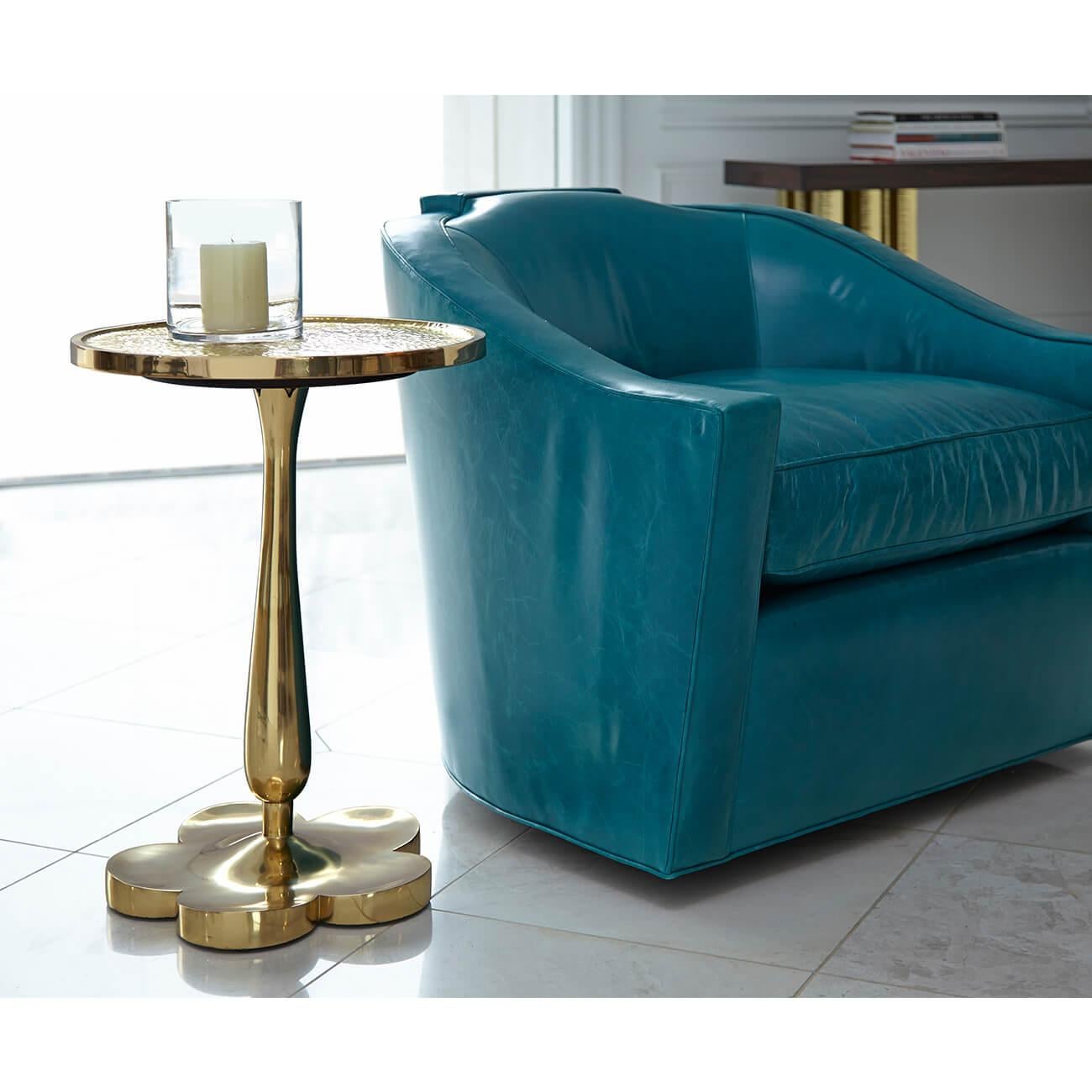 Midcentury Inspired Brass Table In New Condition In Westwood, NJ