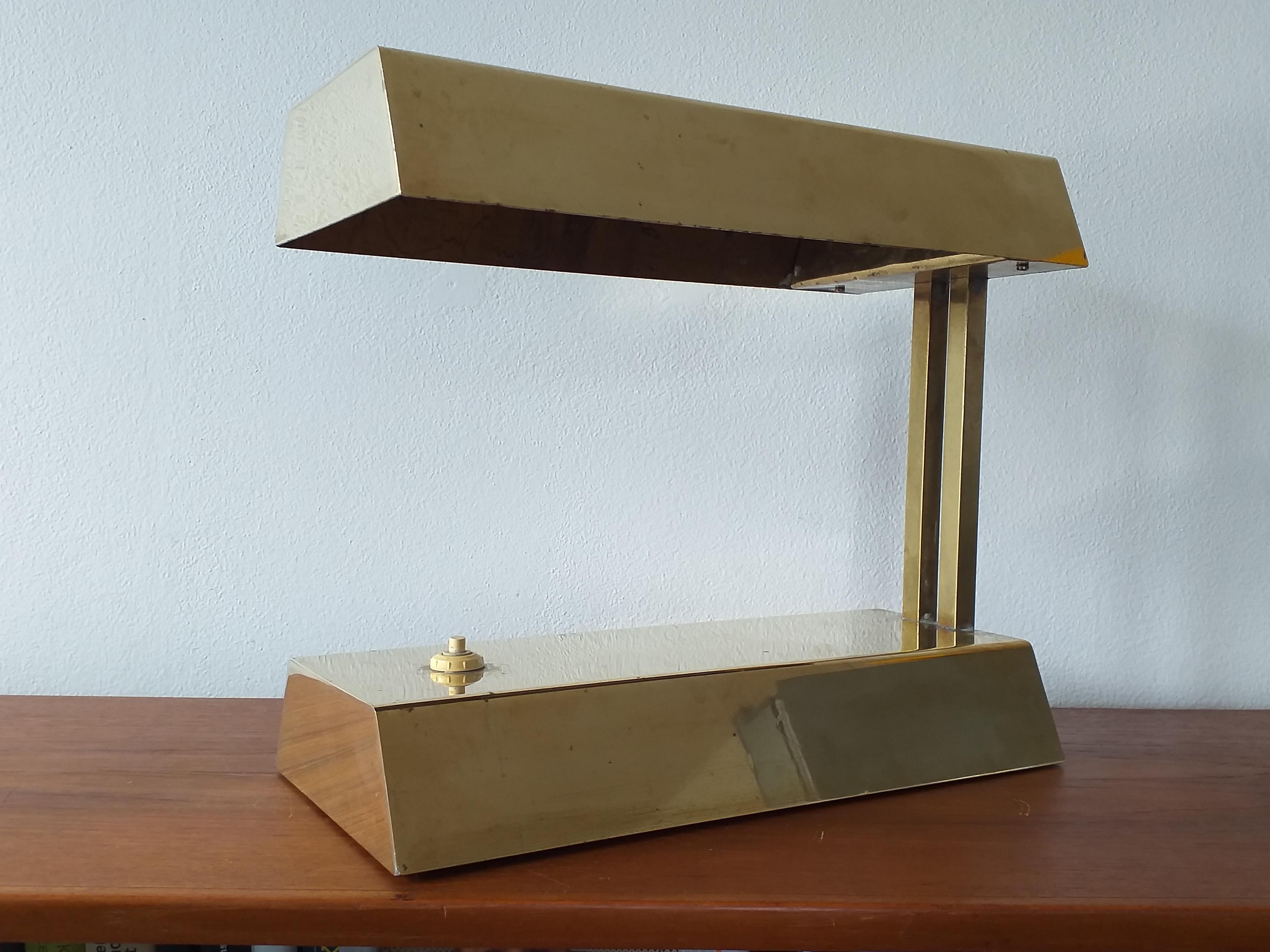 Czech Midcentury Brass Table Lamp, 1970s