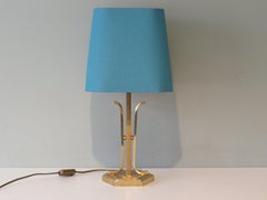 Midcentury Brass Table Lamp with New Custom Lampshade