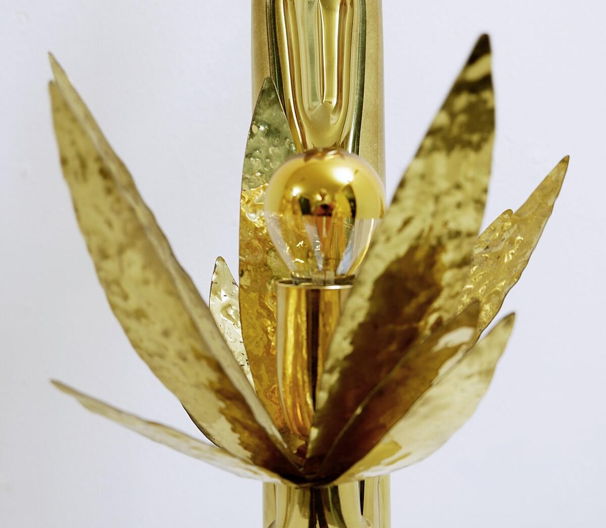 Tischlampe aus Messing aus der Mitte des Jahrhunderts mit zwei Armen und Lichtblume von Bottega Gadda im Angebot 4