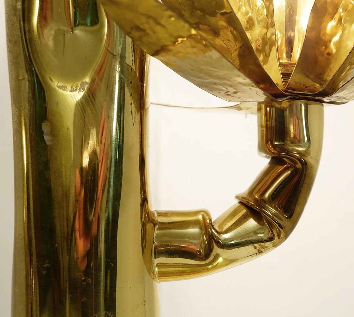 Tischlampe aus Messing aus der Mitte des Jahrhunderts mit zwei Armen und Lichtblume von Bottega Gadda (Hollywood Regency) im Angebot