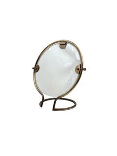 Mid-century brass table mirror / vanity, Italy 1960s