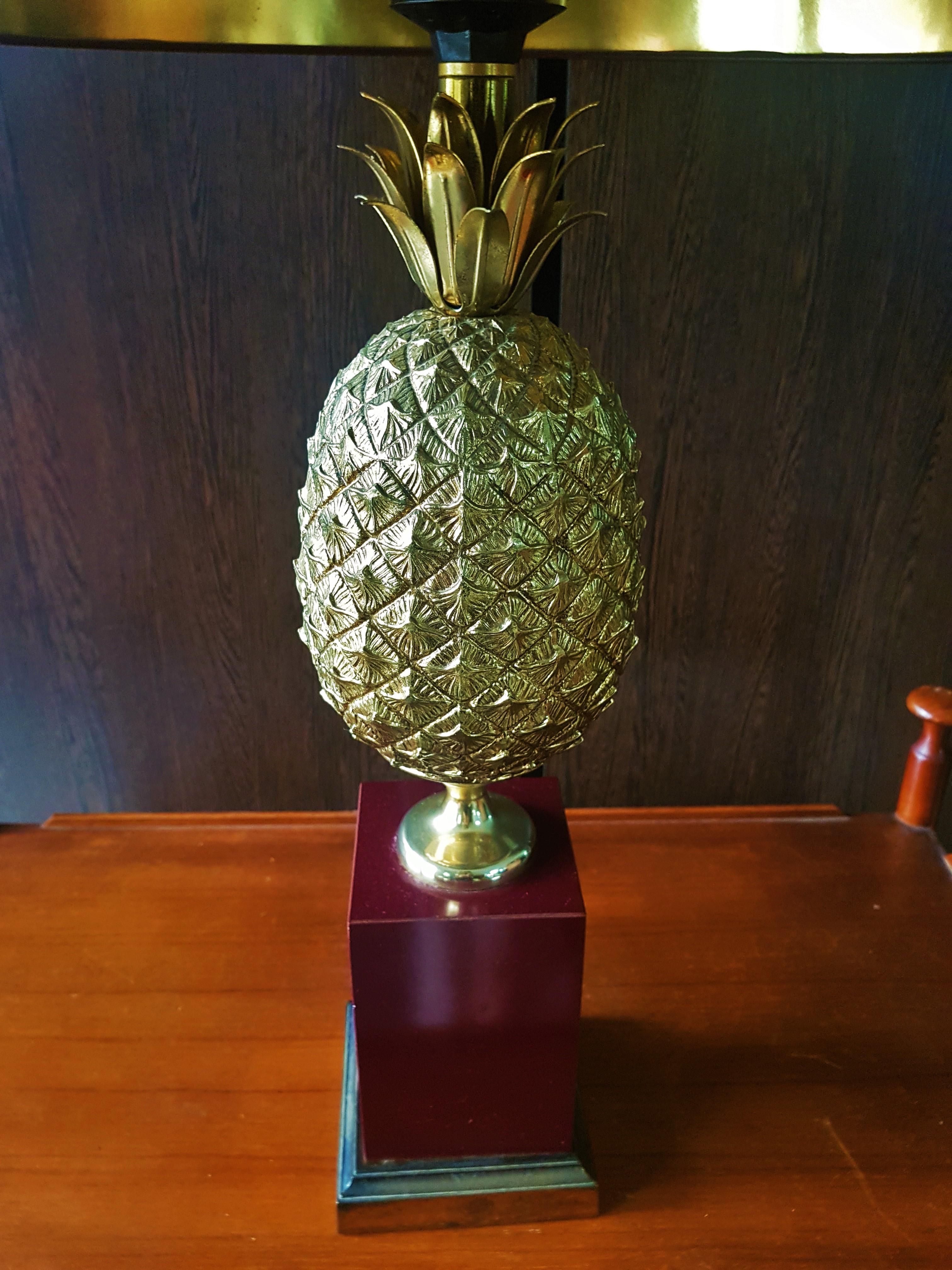 Mid-Century Brass Table Pineapple Lamp Style Maison Jansen For Sale 10
