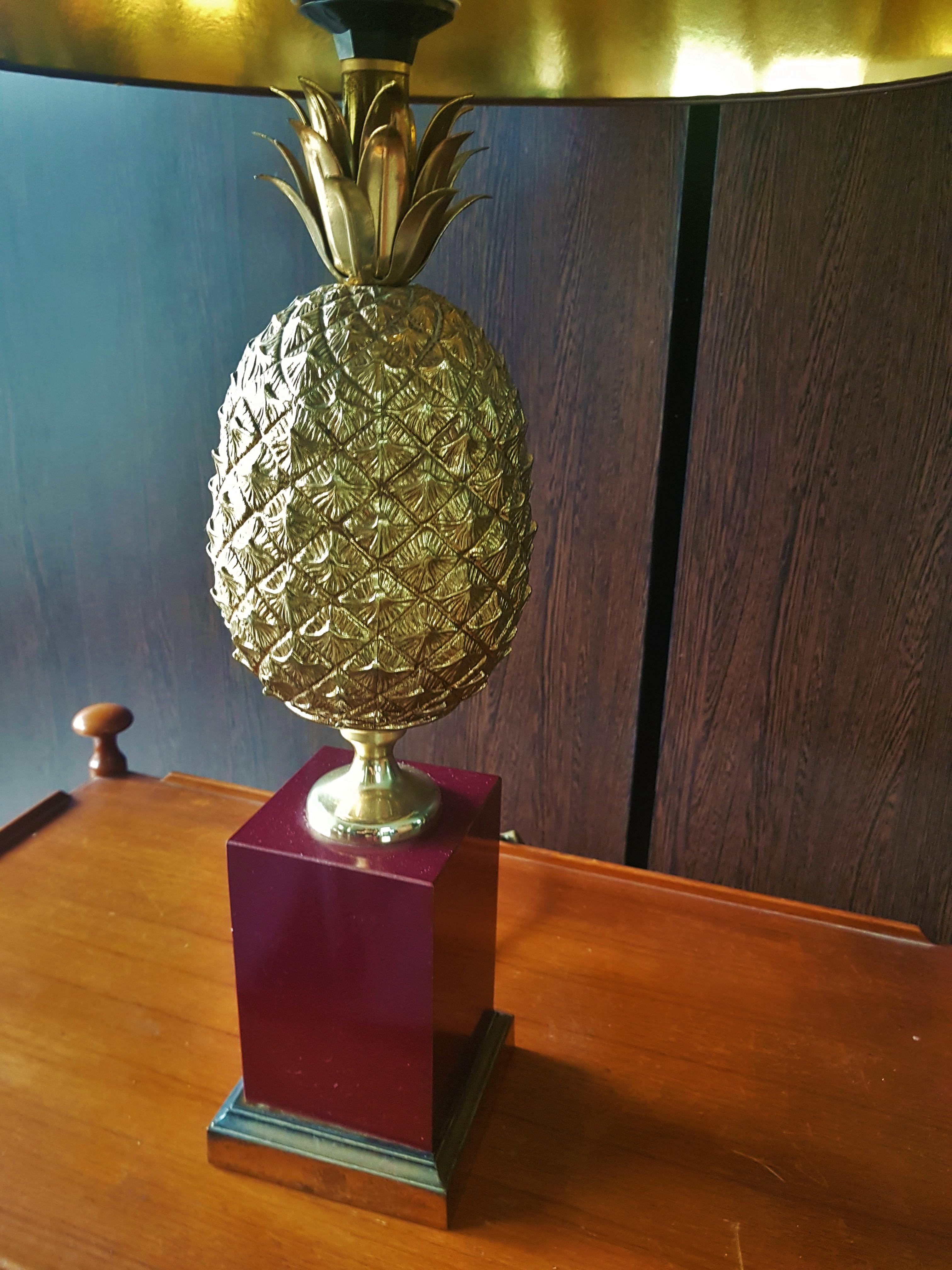 Mid-Century Brass Table Pineapple Lamp Style Maison Jansen For Sale 11