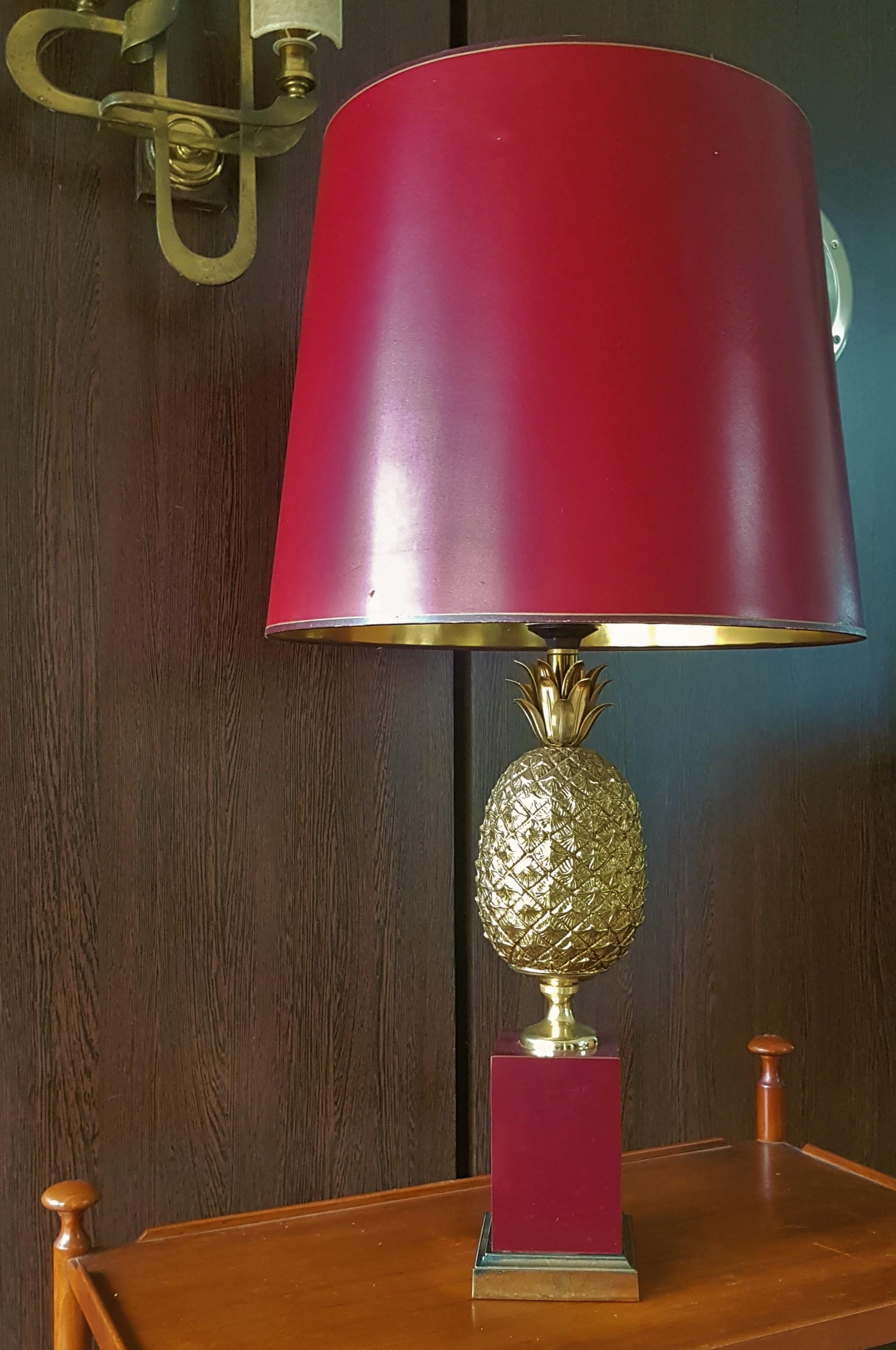 Mid-Century Brass Table Pineapple Lamp Style Maison Jansen For Sale 14