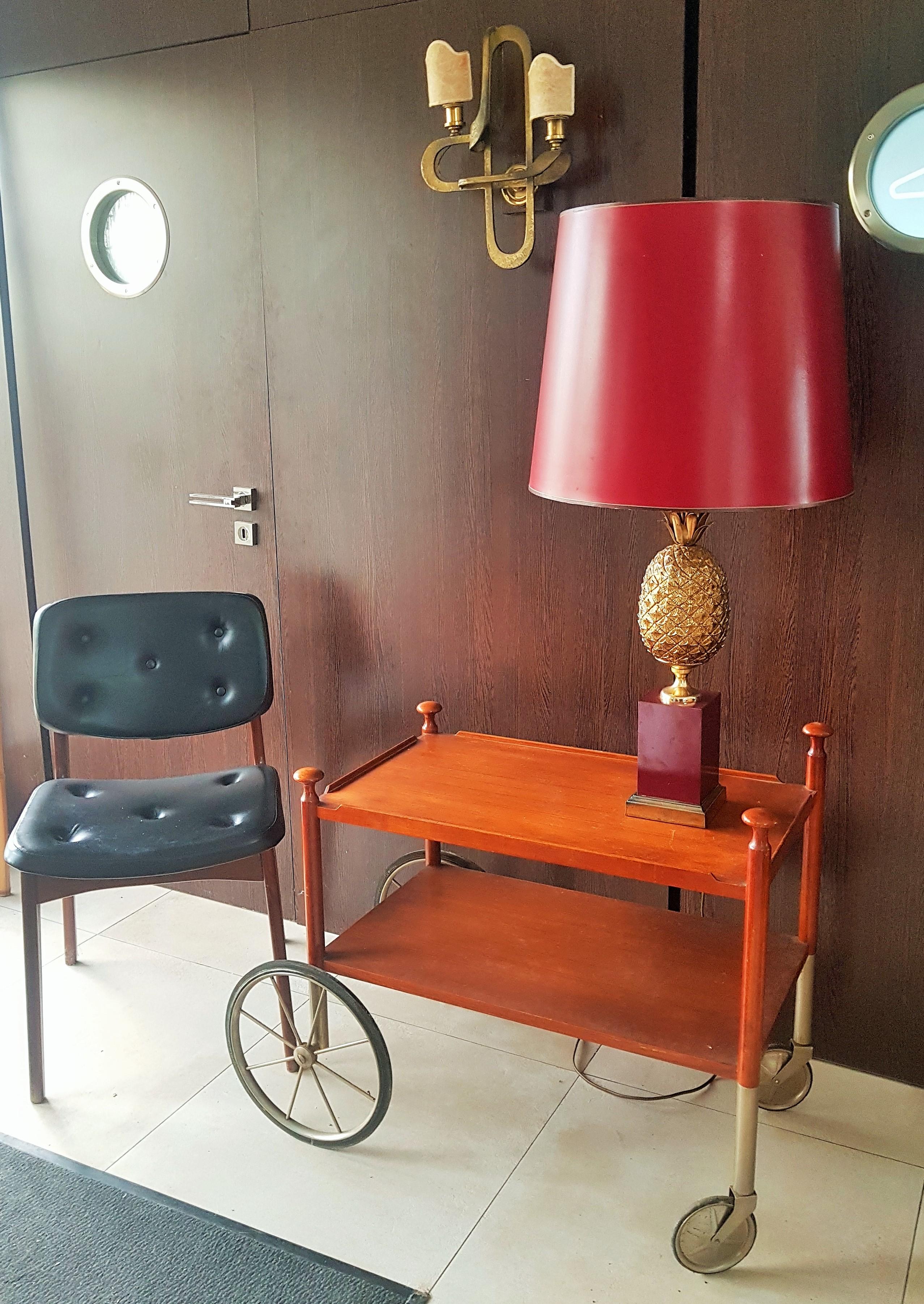 Late 20th Century Mid-Century Brass Table Pineapple Lamp Style Maison Jansen For Sale