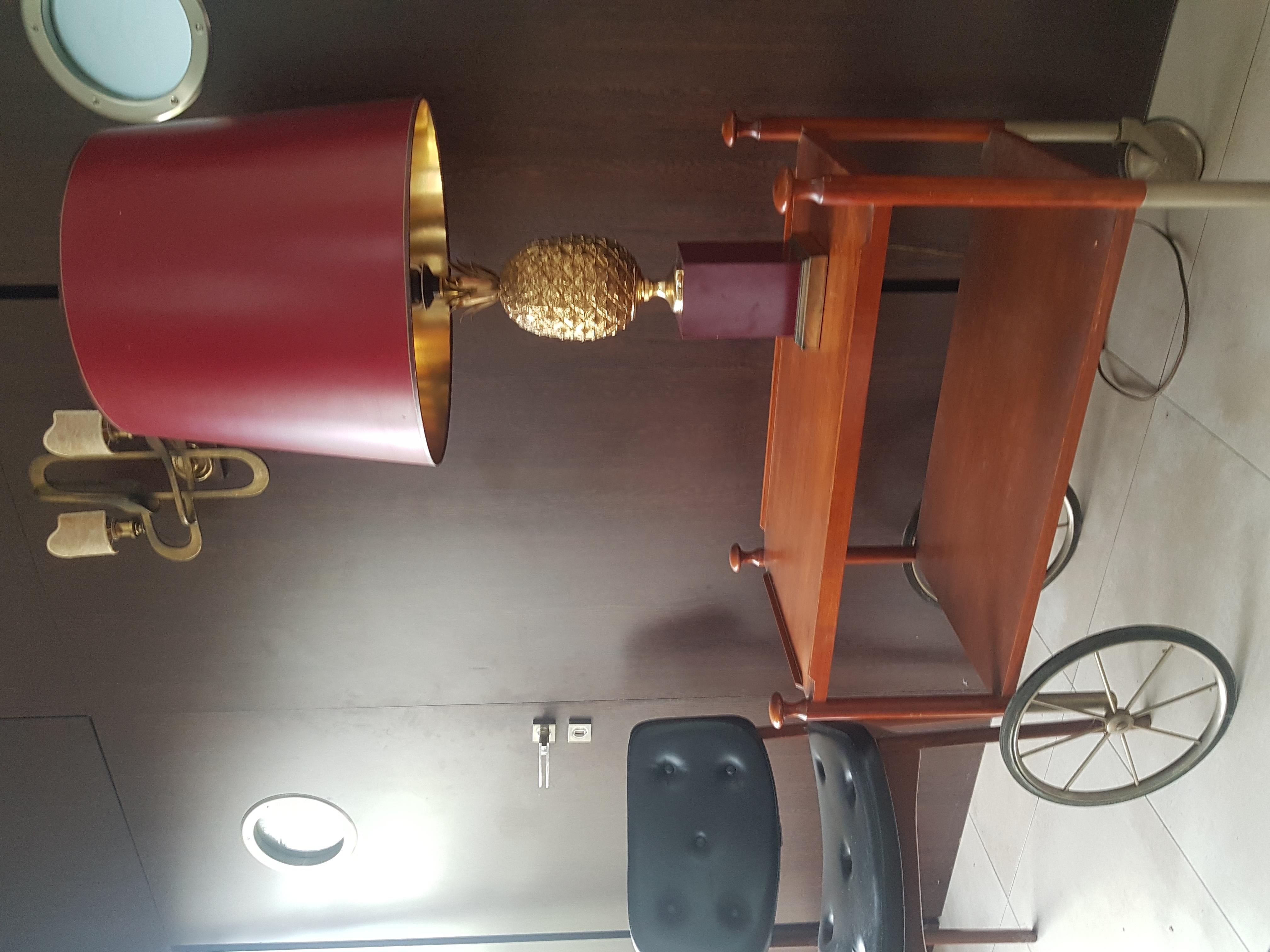 Mid-Century Brass Table Pineapple Lamp Style Maison Charles For Sale 1
