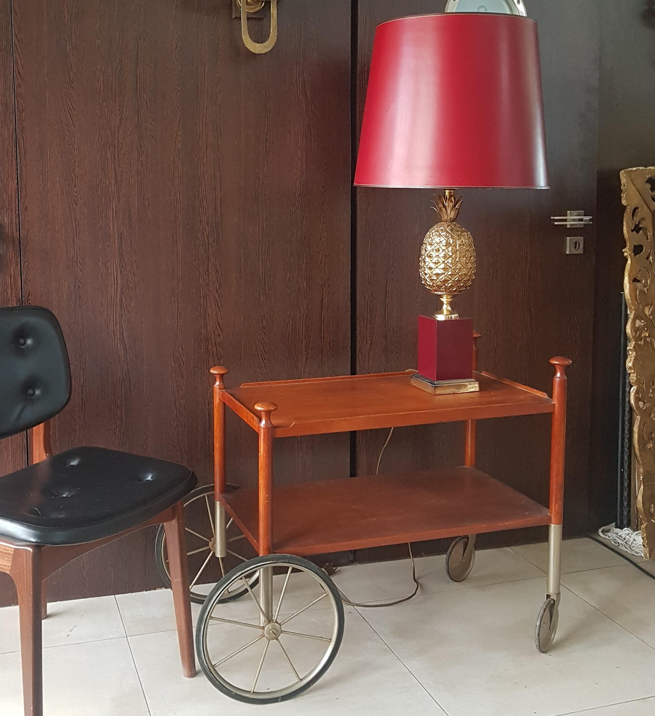 Mid-Century Brass Table Pineapple Lamp Style Maison Jansen For Sale 3