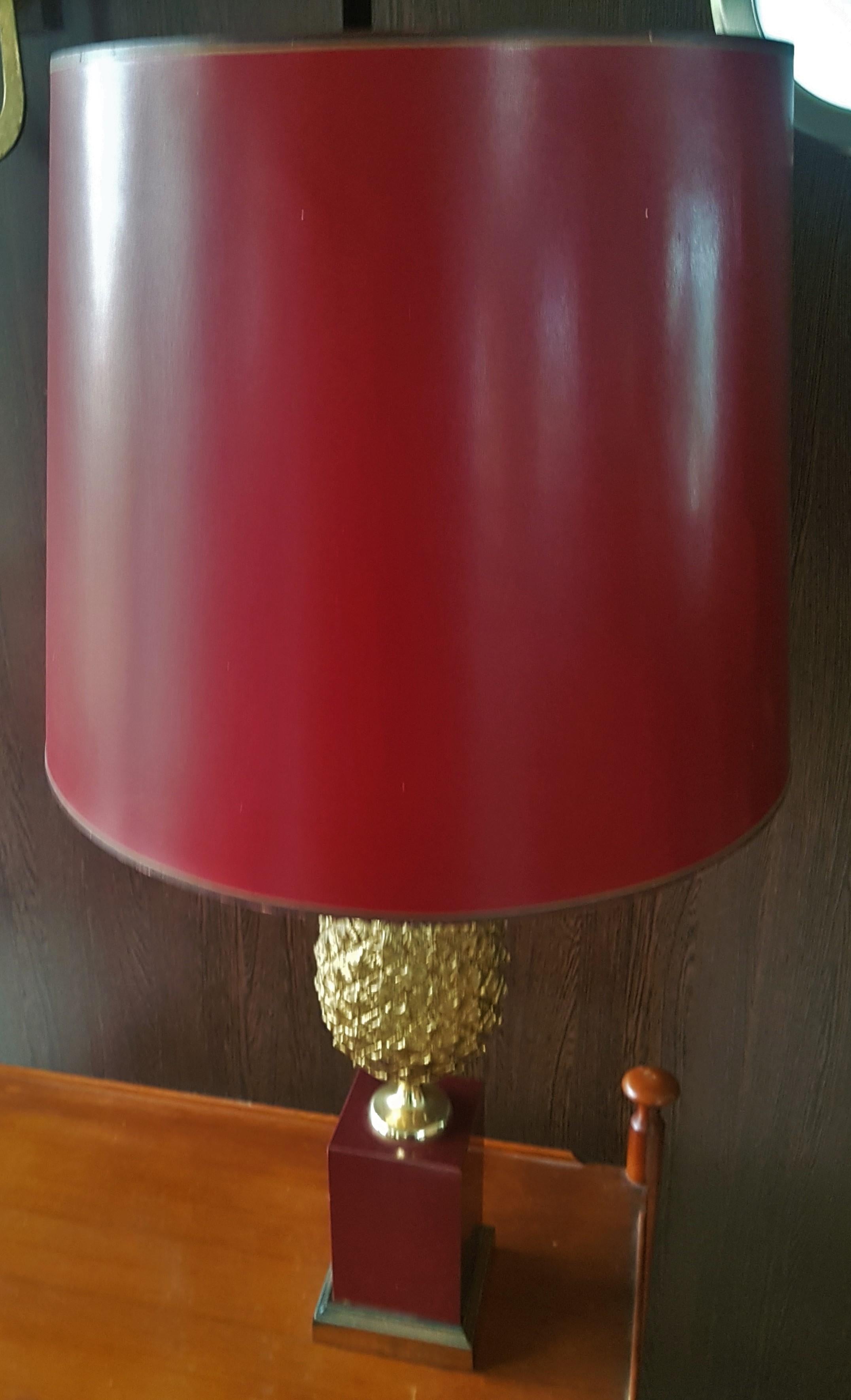 Mid-Century Brass Table Pineapple Lamp Style Maison Jansen For Sale 5