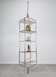 Mid-Century Brass Tension Pole Shelf, 1960s