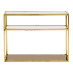 Midcentury Brass Three-Tiered Console Table