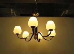 Mid Century Brass Tower Chandelier