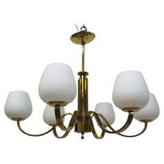 Retro Mid Century Brass Tower Chandelier 