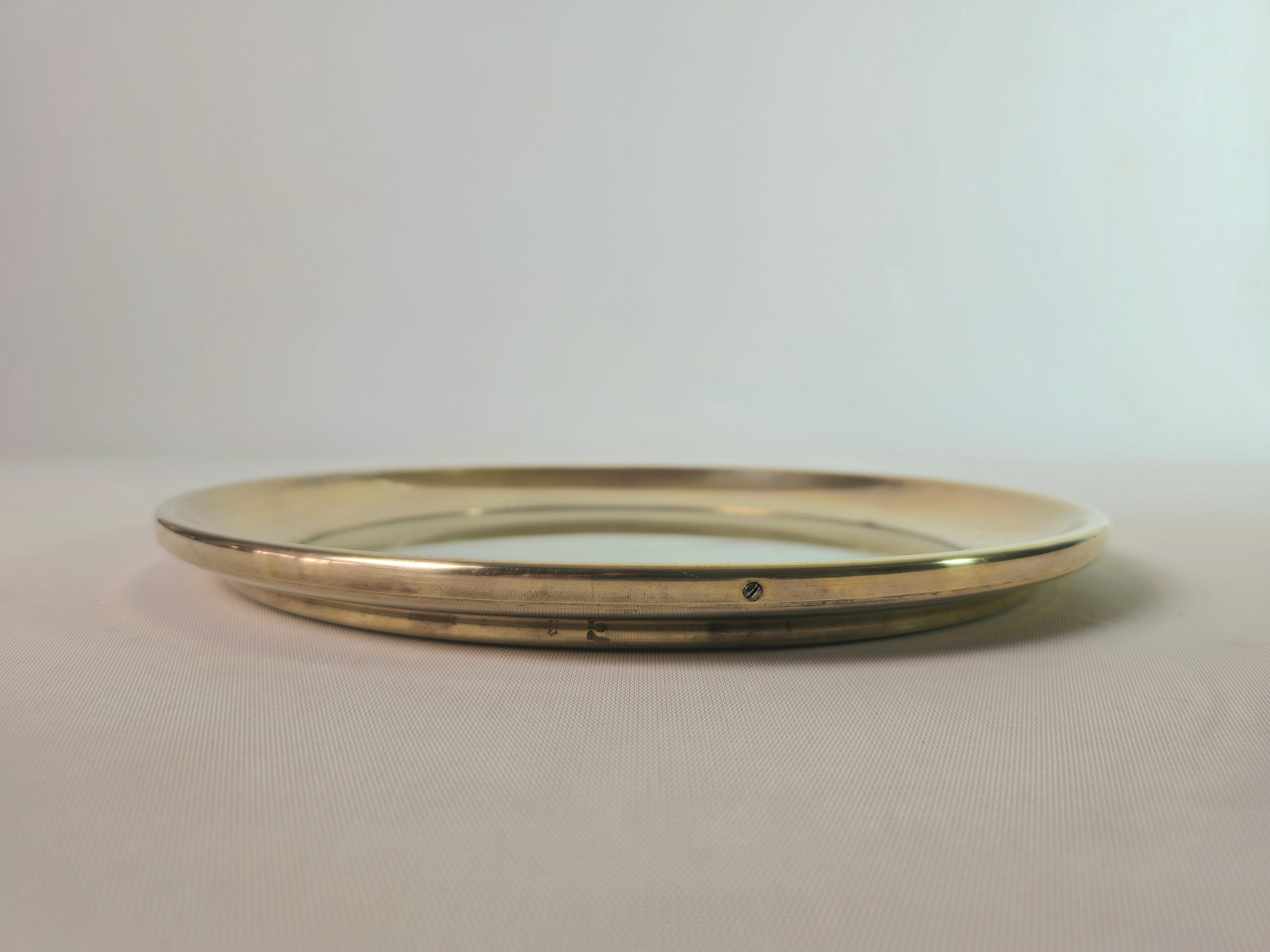 Mid Century Brass Tray Circular Italian Design, 1960s In Good Condition For Sale In Palermo, IT