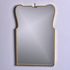 Mid Century Brass Trimmed Mirror in the Manner of Gio Ponti