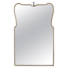 Mid Century Brass Trimmed Mirror in the Manner of Gio Ponti