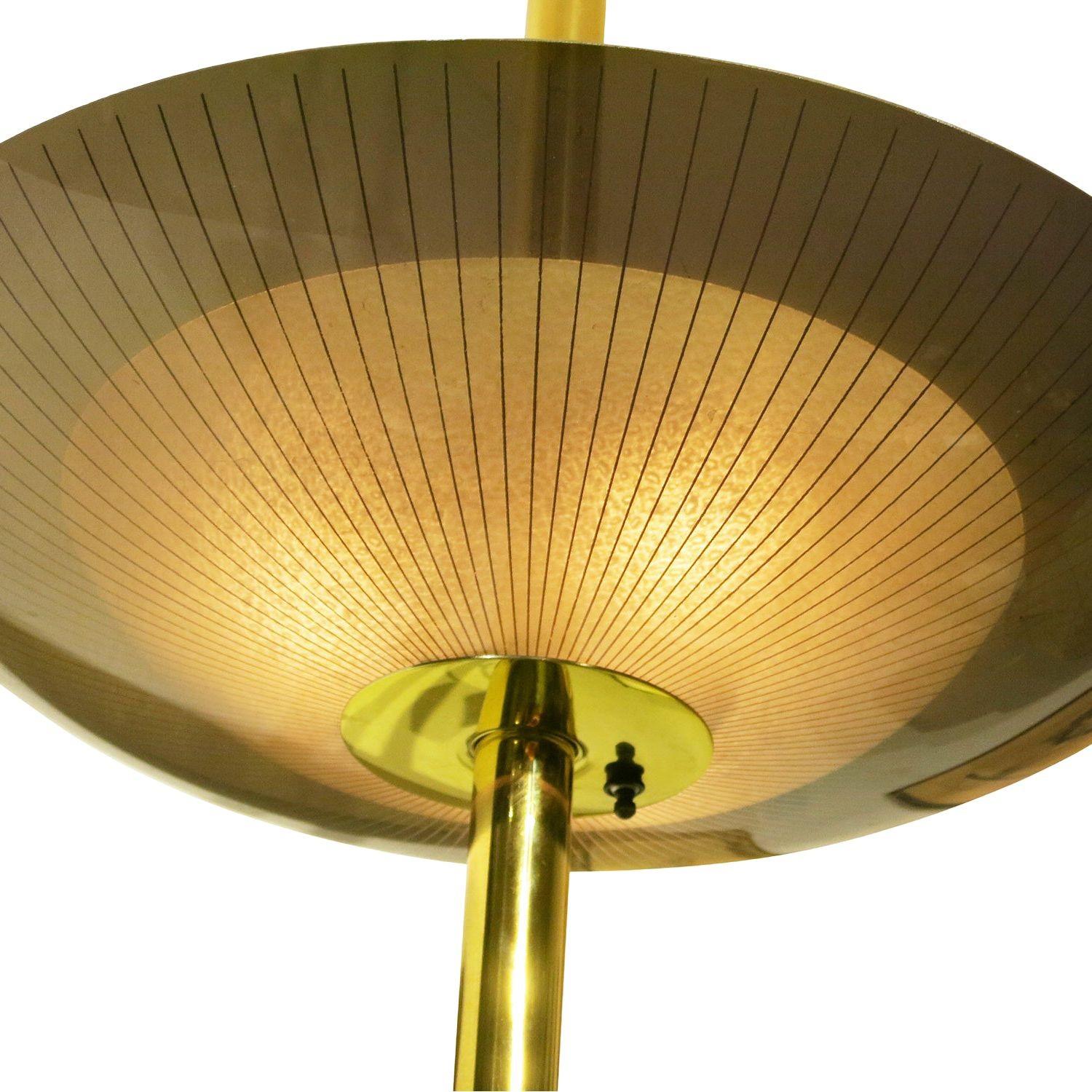 Mid-Century Modern Mid Century Brass Triple Light Floor to Ceiling Tension Pole Lamp For Sale