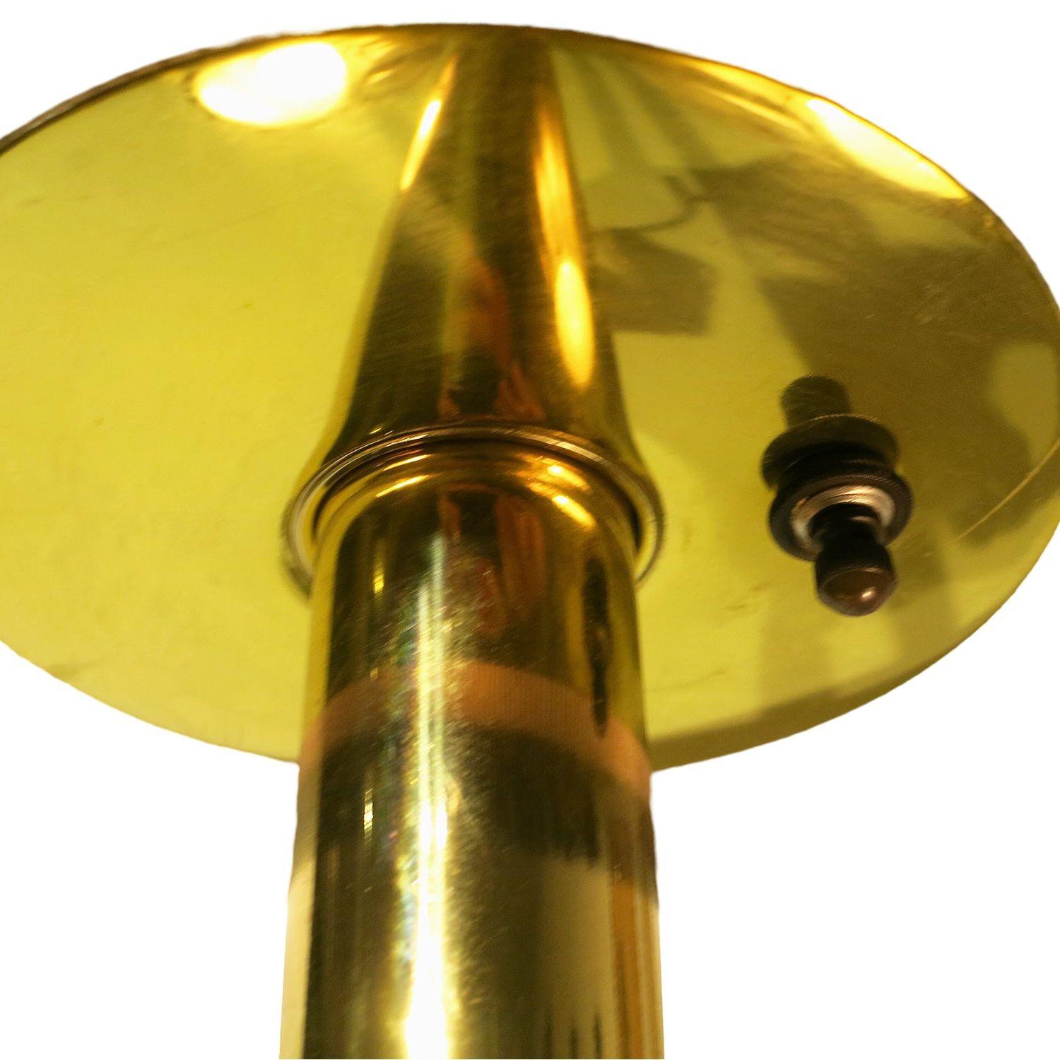 American Mid Century Brass Triple Light Floor to Ceiling Tension Pole Lamp For Sale
