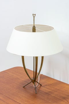 Mid century brass tripod table lamp, 1950s, Atomic age