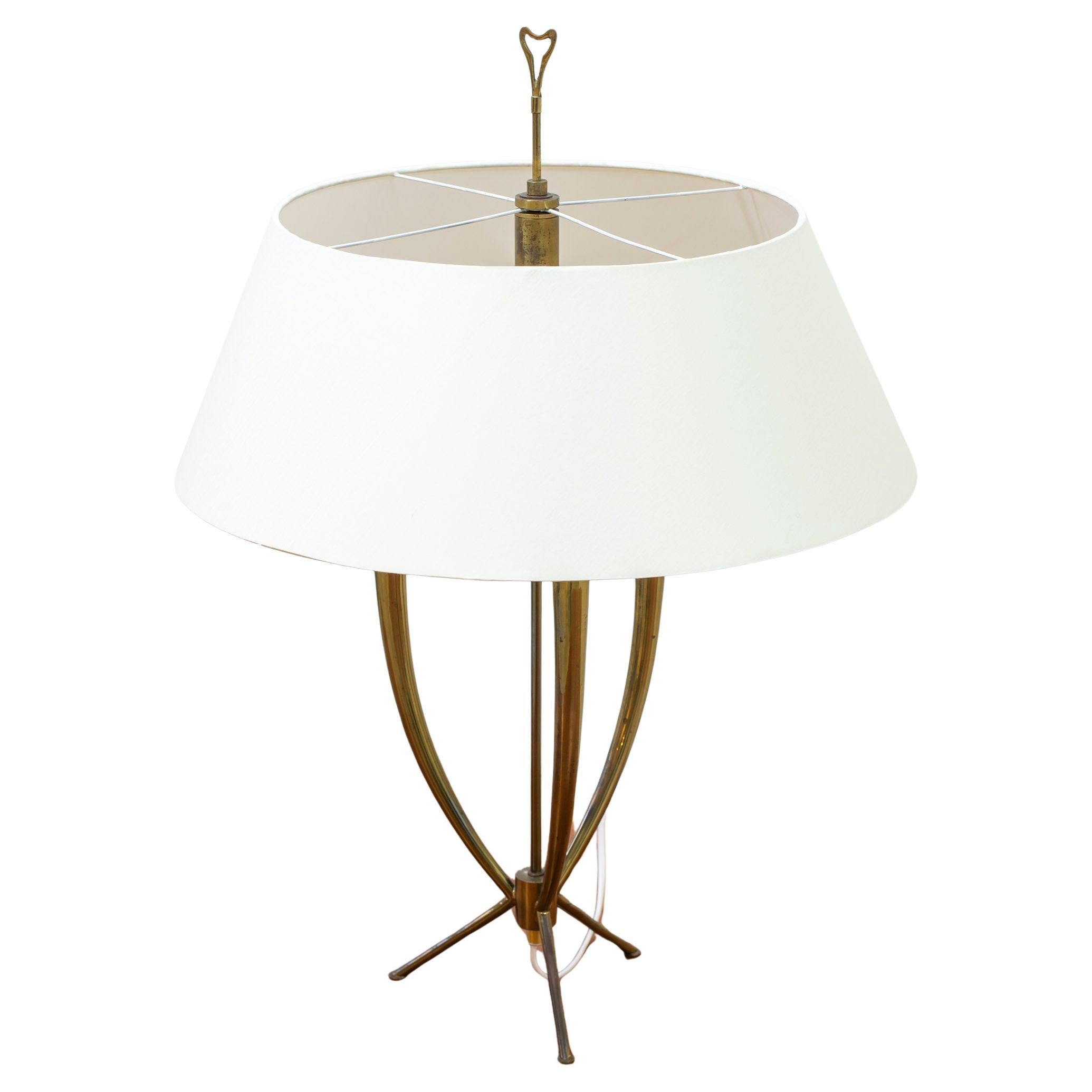 Mid century brass tripod table lamp, 1950s, Atomic age