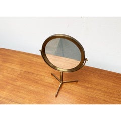 Mid-Century Brass Tripod Table Swivel Mirror, 1960s